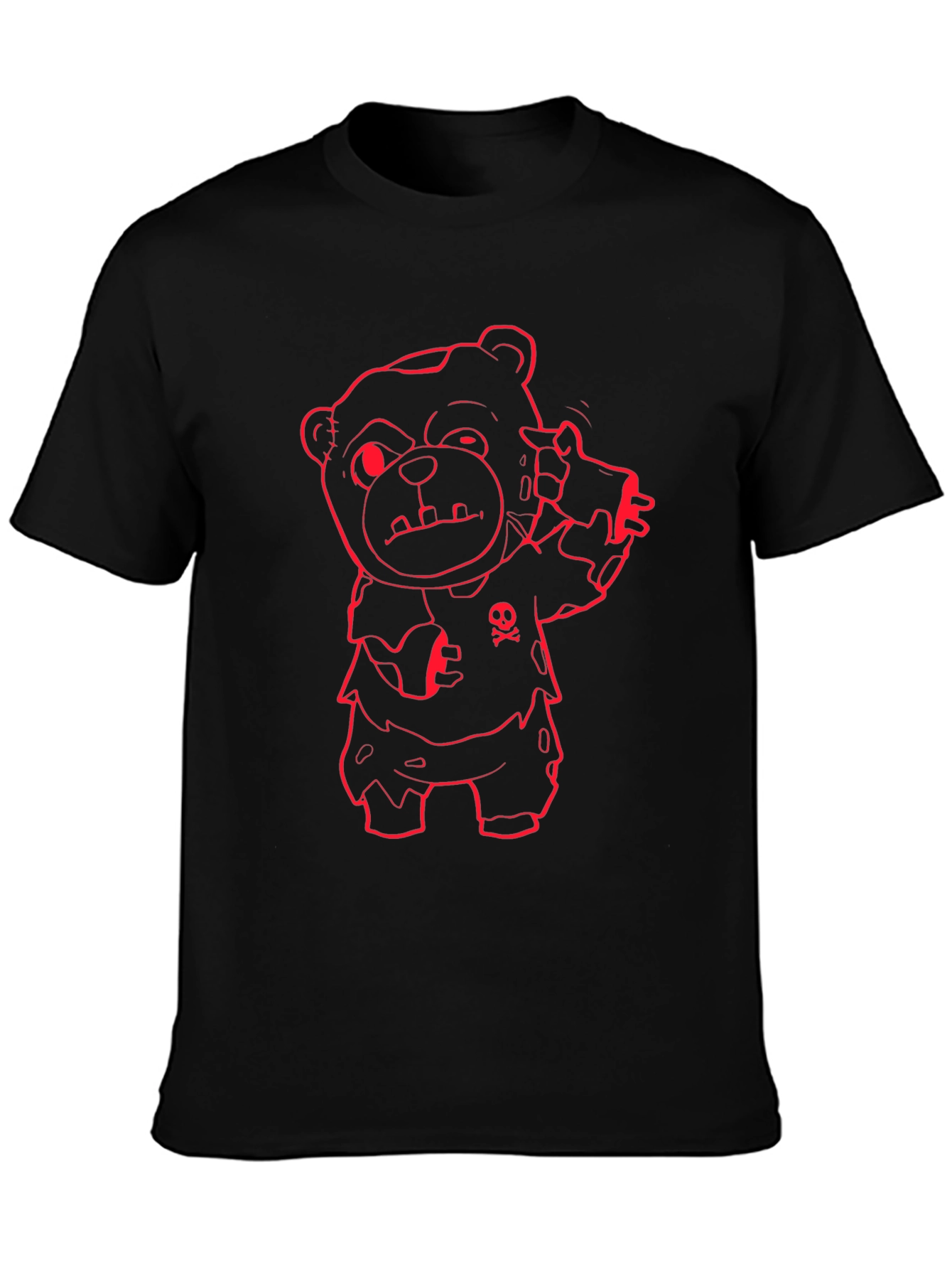Zombie Teddy Bear Graphic Tee - Mens Black T-Shirt