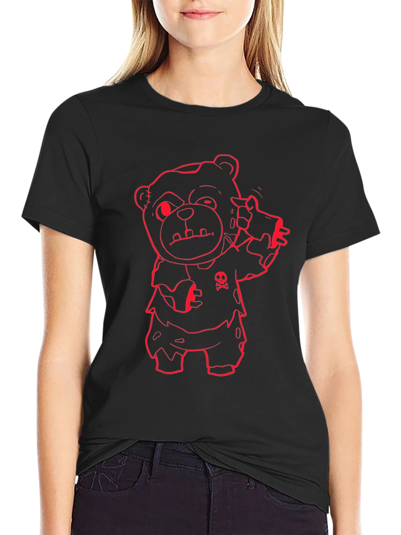 Zombie Teddy Bear Graphic Tee - Mens Black T-Shirt