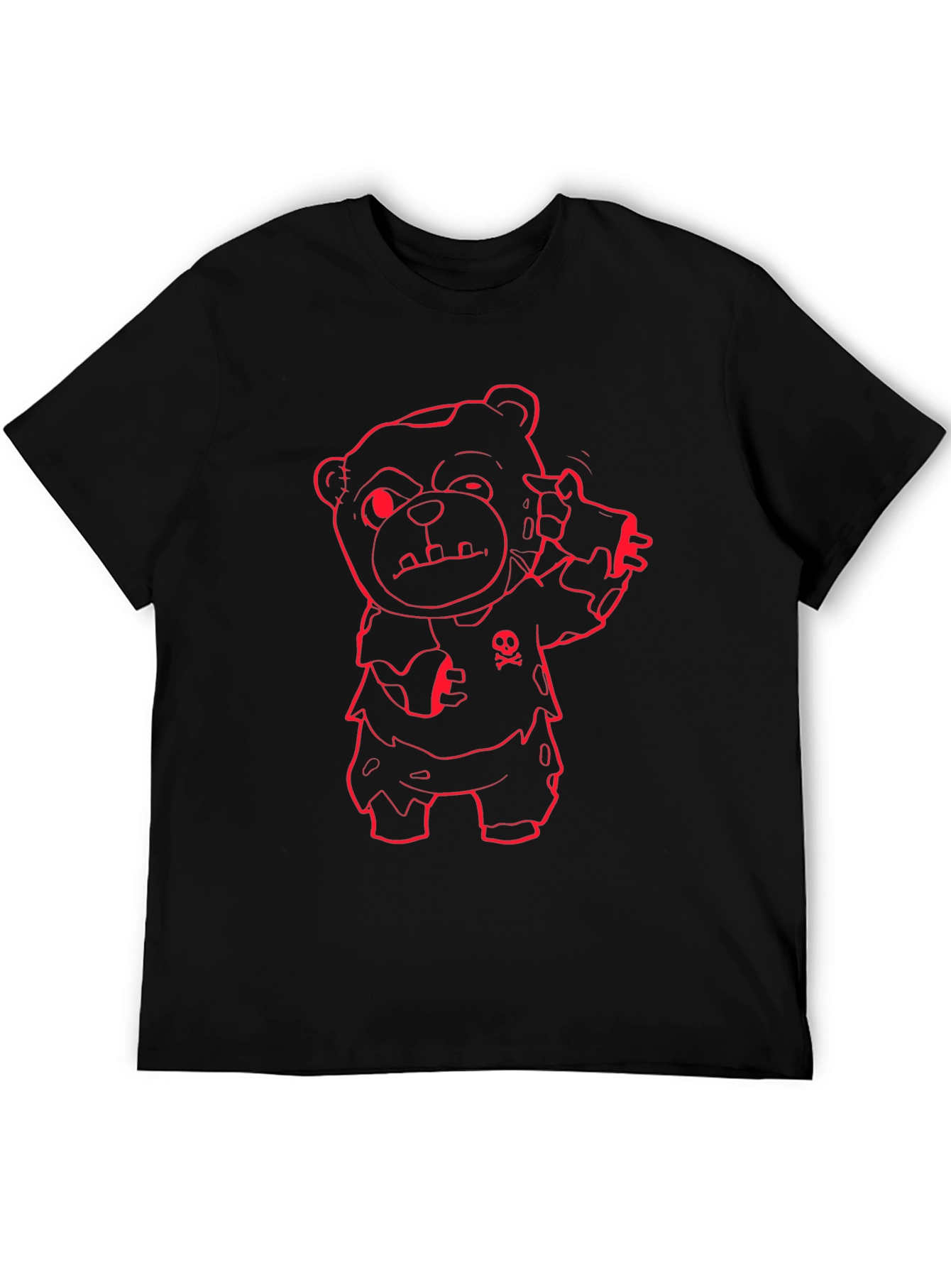 Zombie Teddy Bear Graphic Tee - Mens Black T-Shirt
