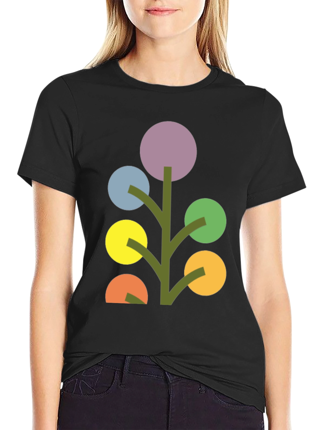 Abstract Geometric Tree Graphic Tee - Modern Art Shirt