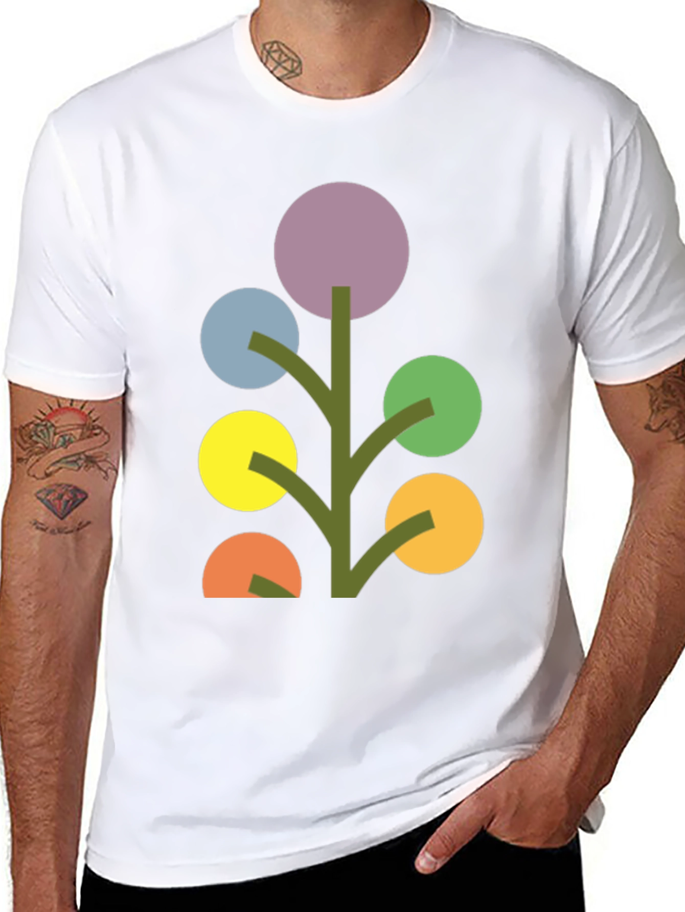 Abstract Geometric Tree Graphic Tee - Modern Art Shirt