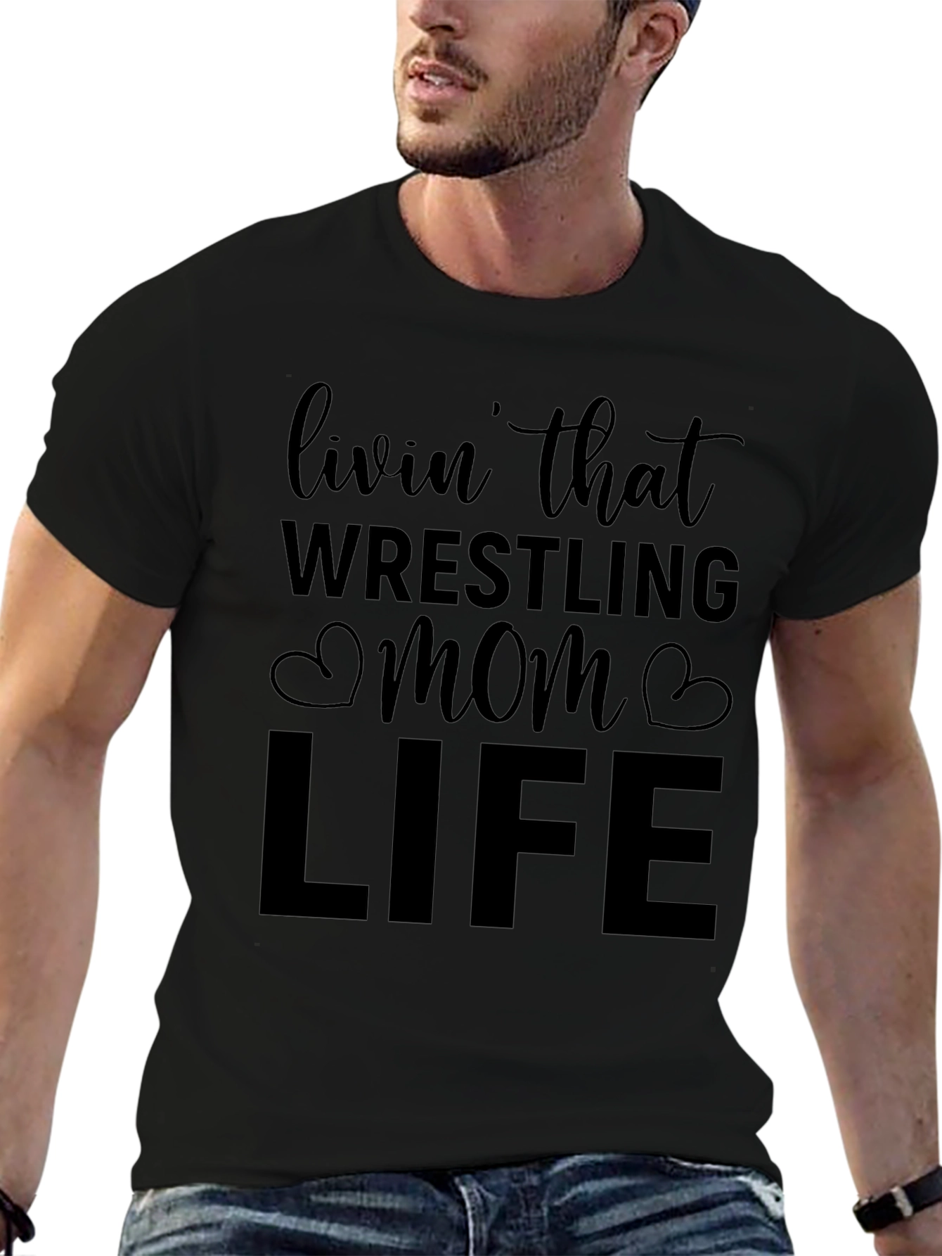 Wrestling Mom Life Black T-Shirt
