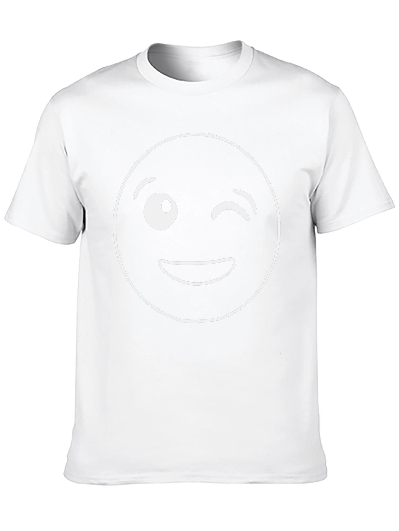 Winking Emoji Graphic Tee - Black Cotton Comfort
