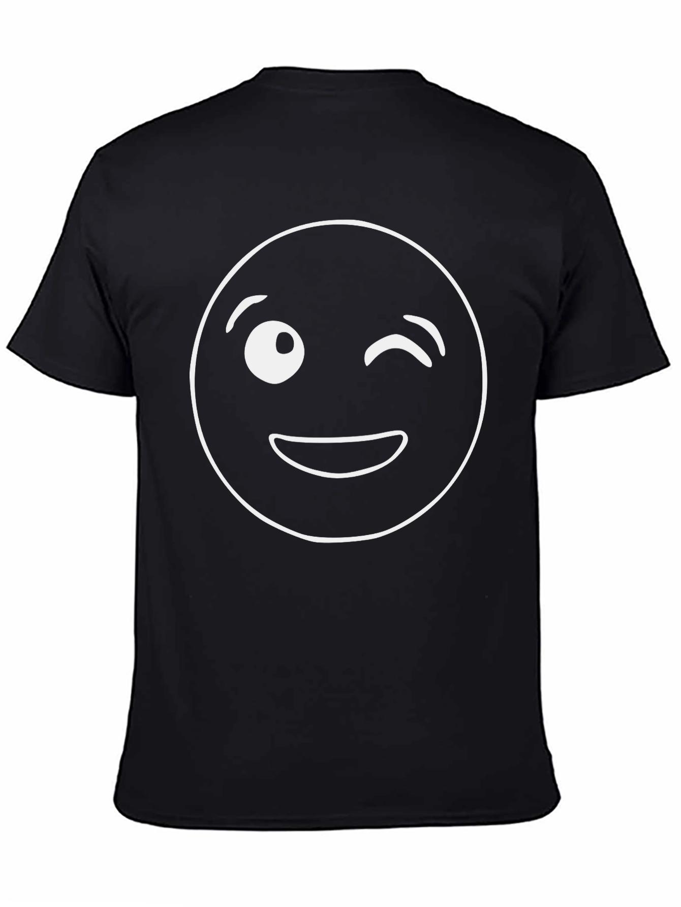 Winking Emoji Graphic Tee - Black Cotton Comfort