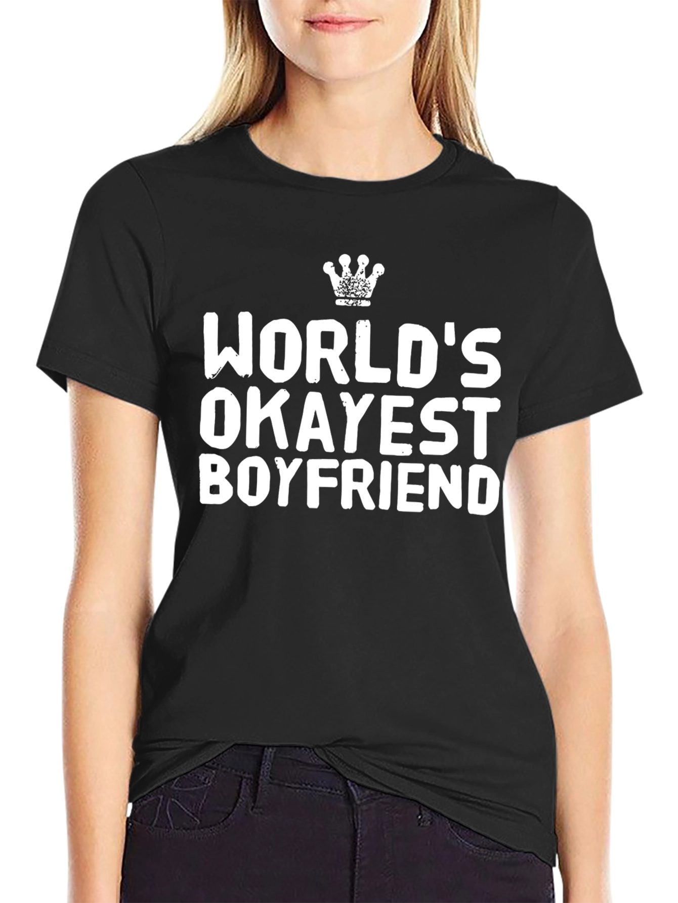 Worlds Okayest Boyfriend Black T-Shirt
