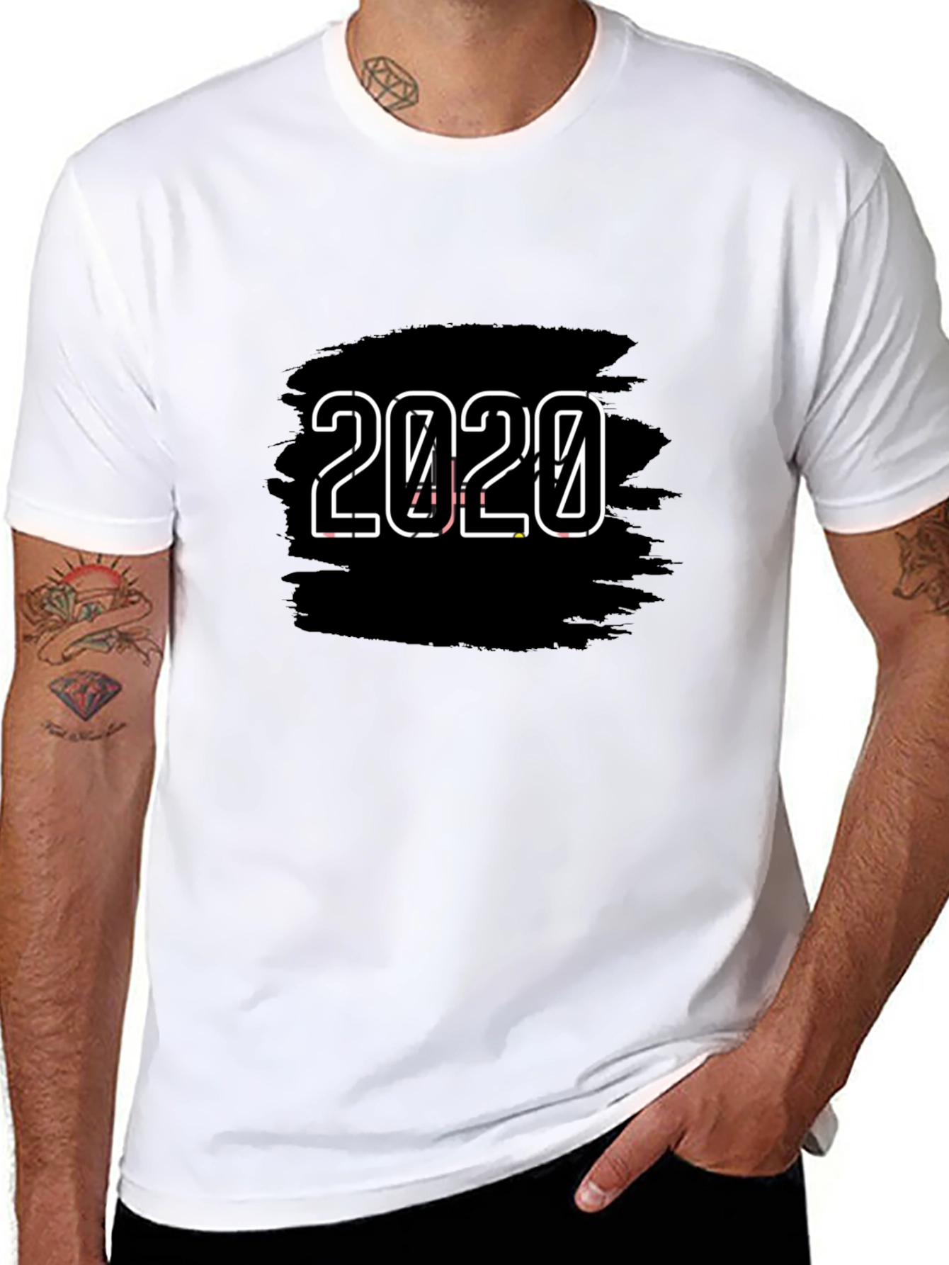 2020 Graphic Print Black T-Shirt