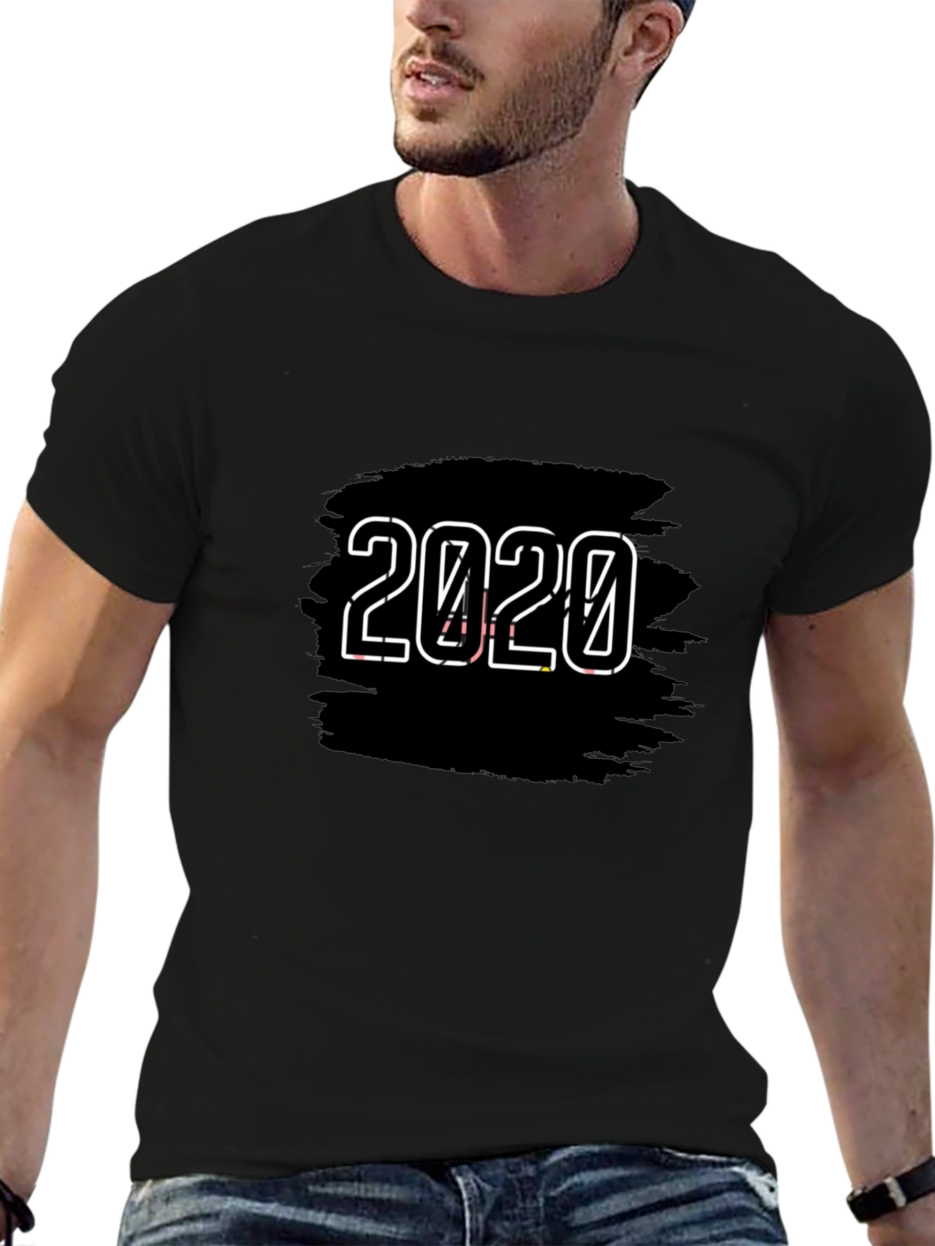 2020 Graphic Print Black T-Shirt