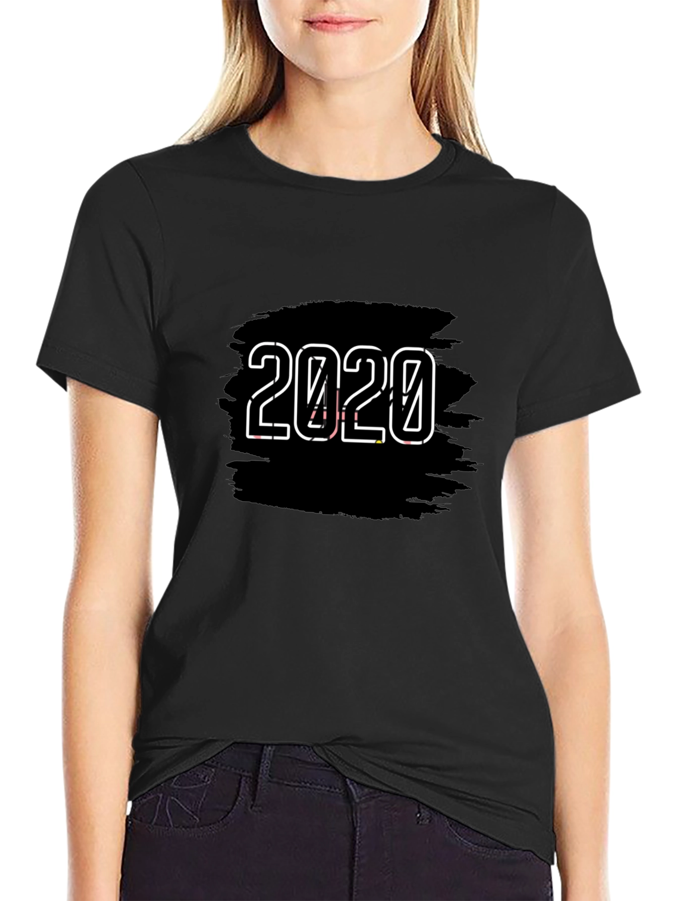 2020 Graphic Print Black T-Shirt