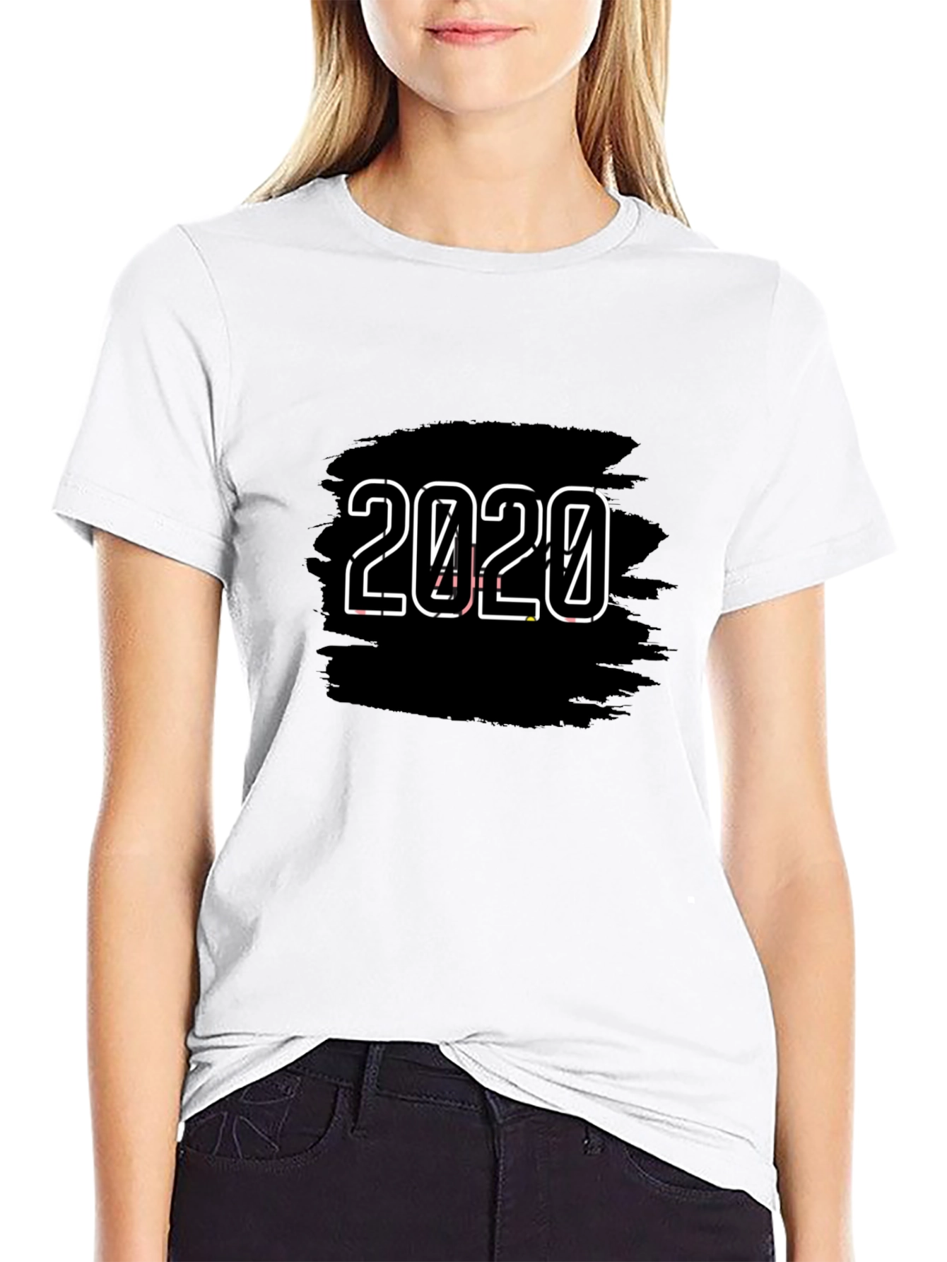 2020 Graphic Print Black T-Shirt