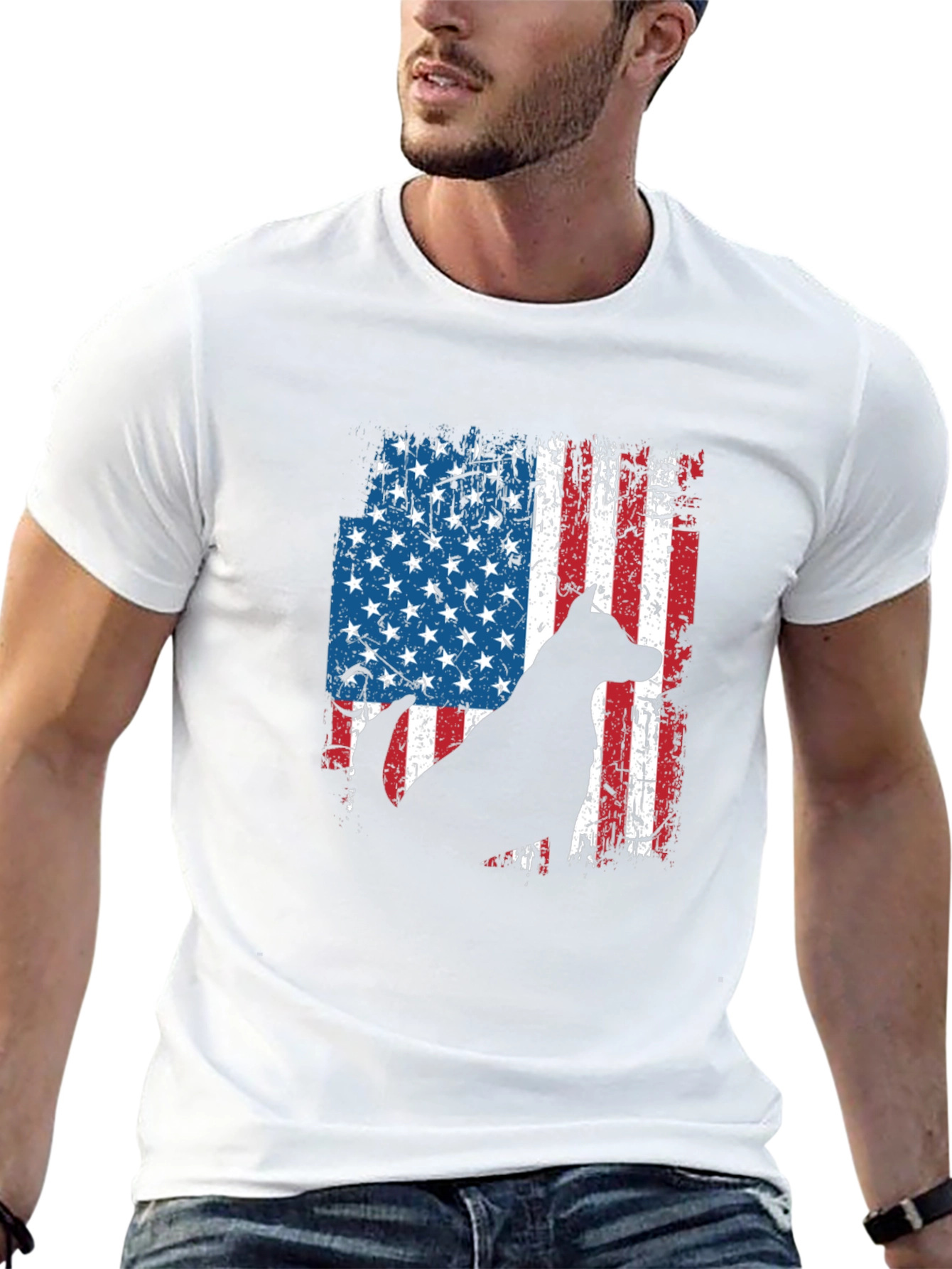 American Flag Dog Silhouette T-Shirt