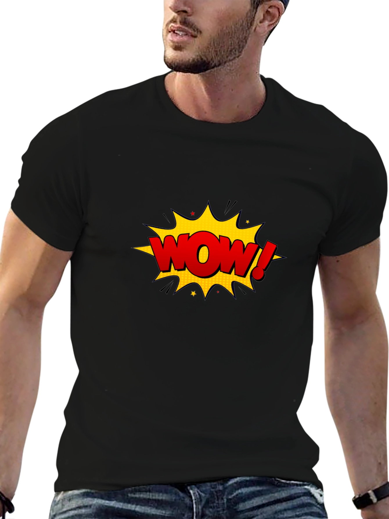 WOW Graphic T-Shirt - Comic Style Black Tee