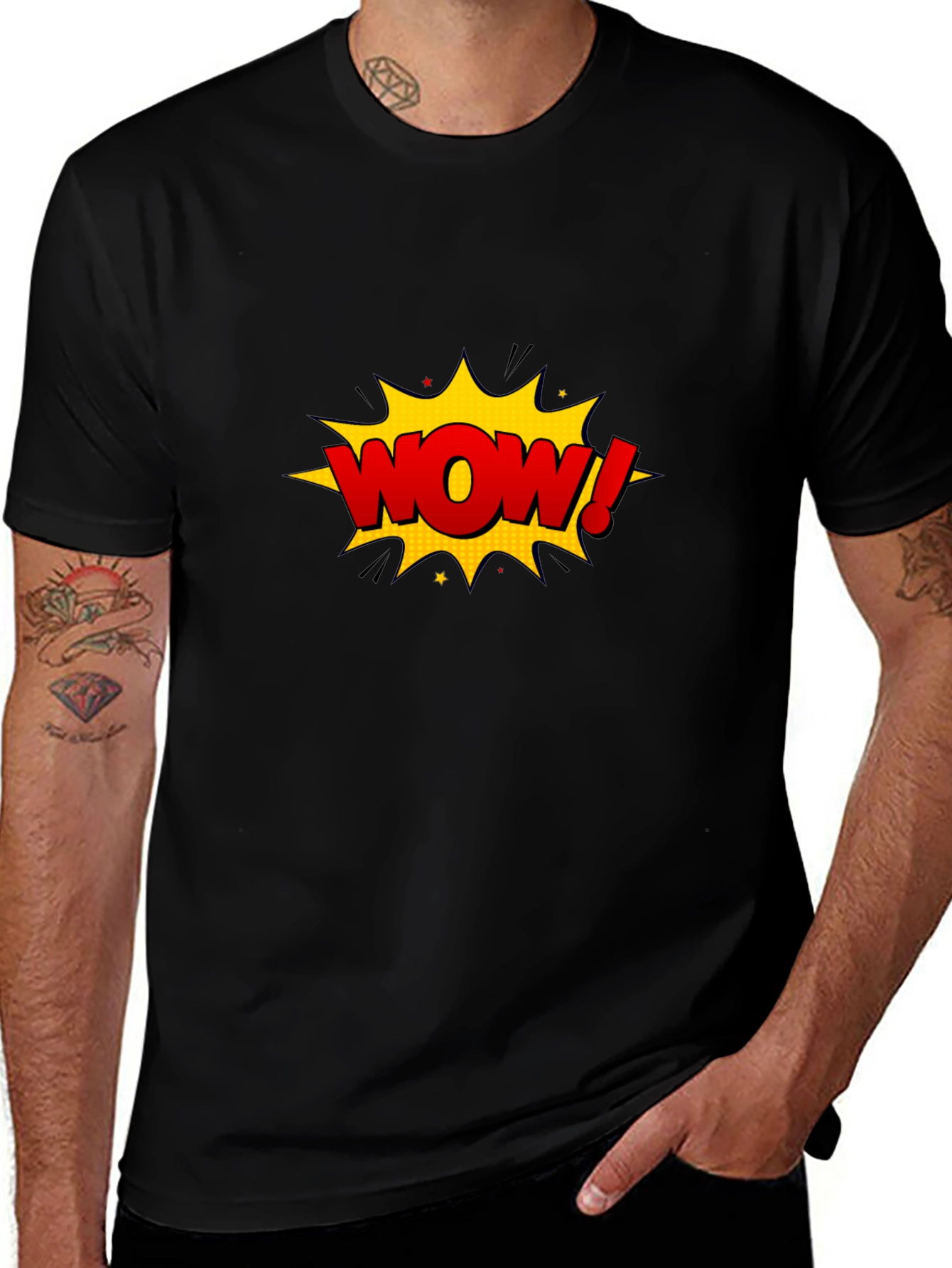 WOW Graphic T-Shirt - Comic Style Black Tee