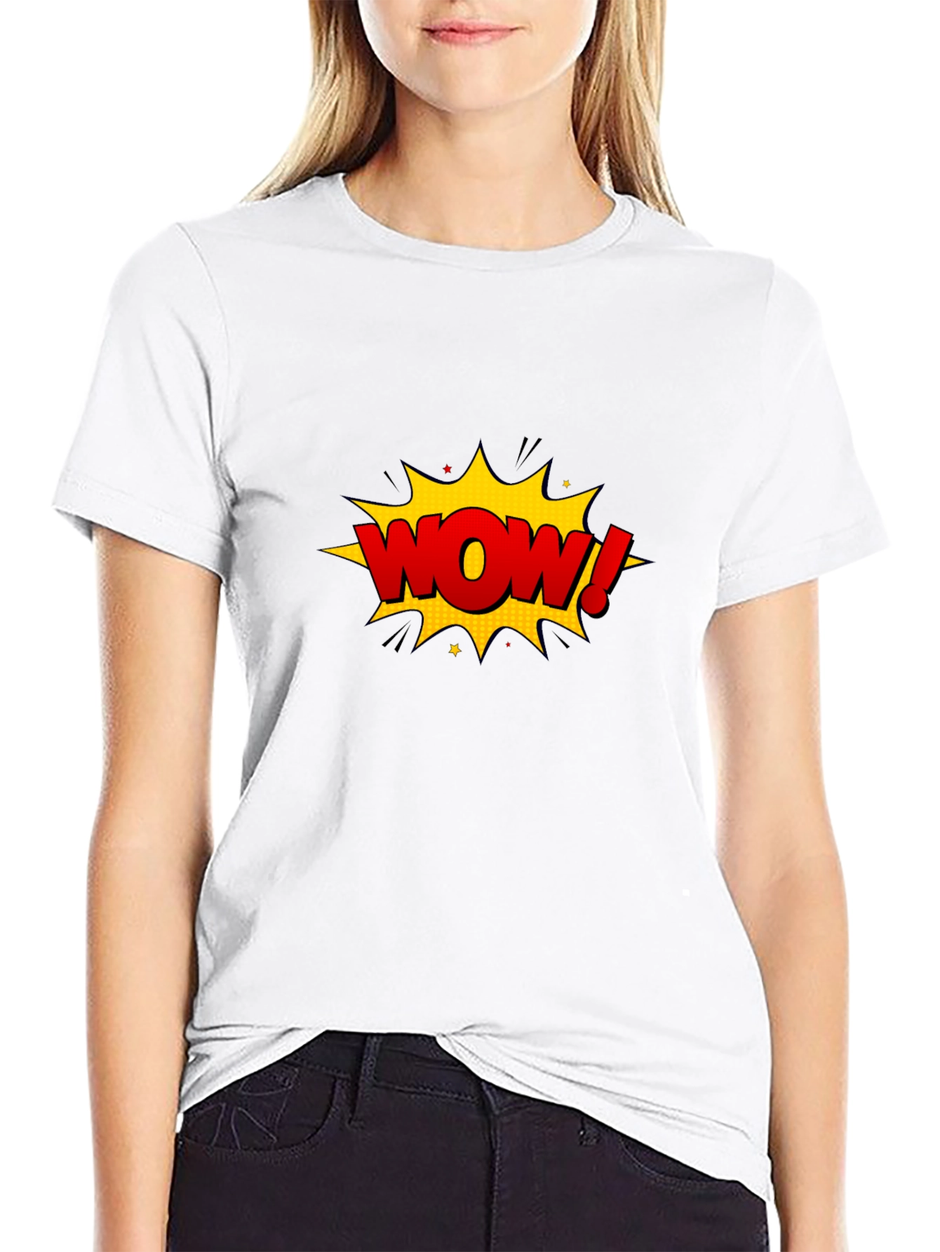 WOW Graphic T-Shirt - Comic Style Black Tee