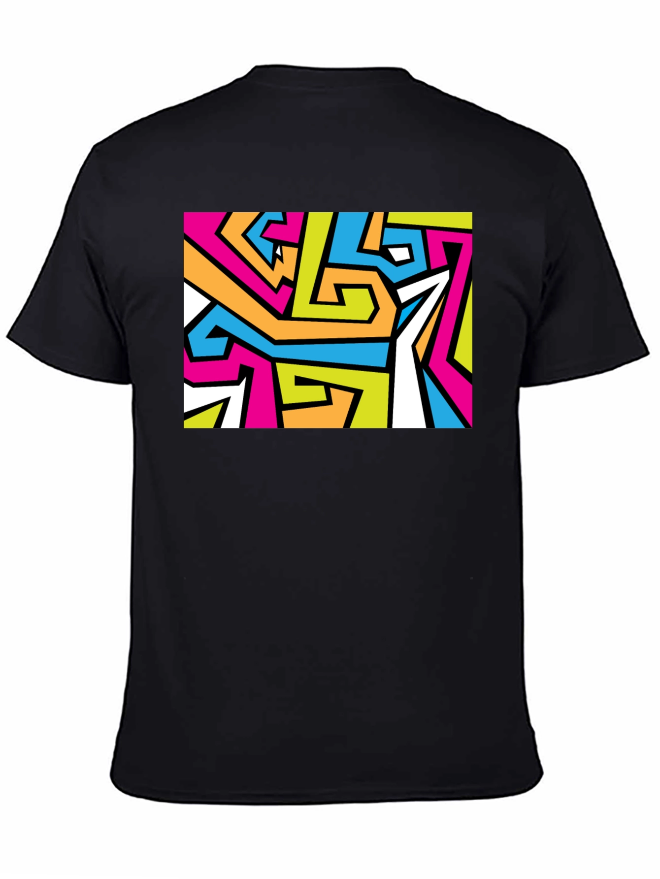 Abstract Geometric Print Black T-Shirt
