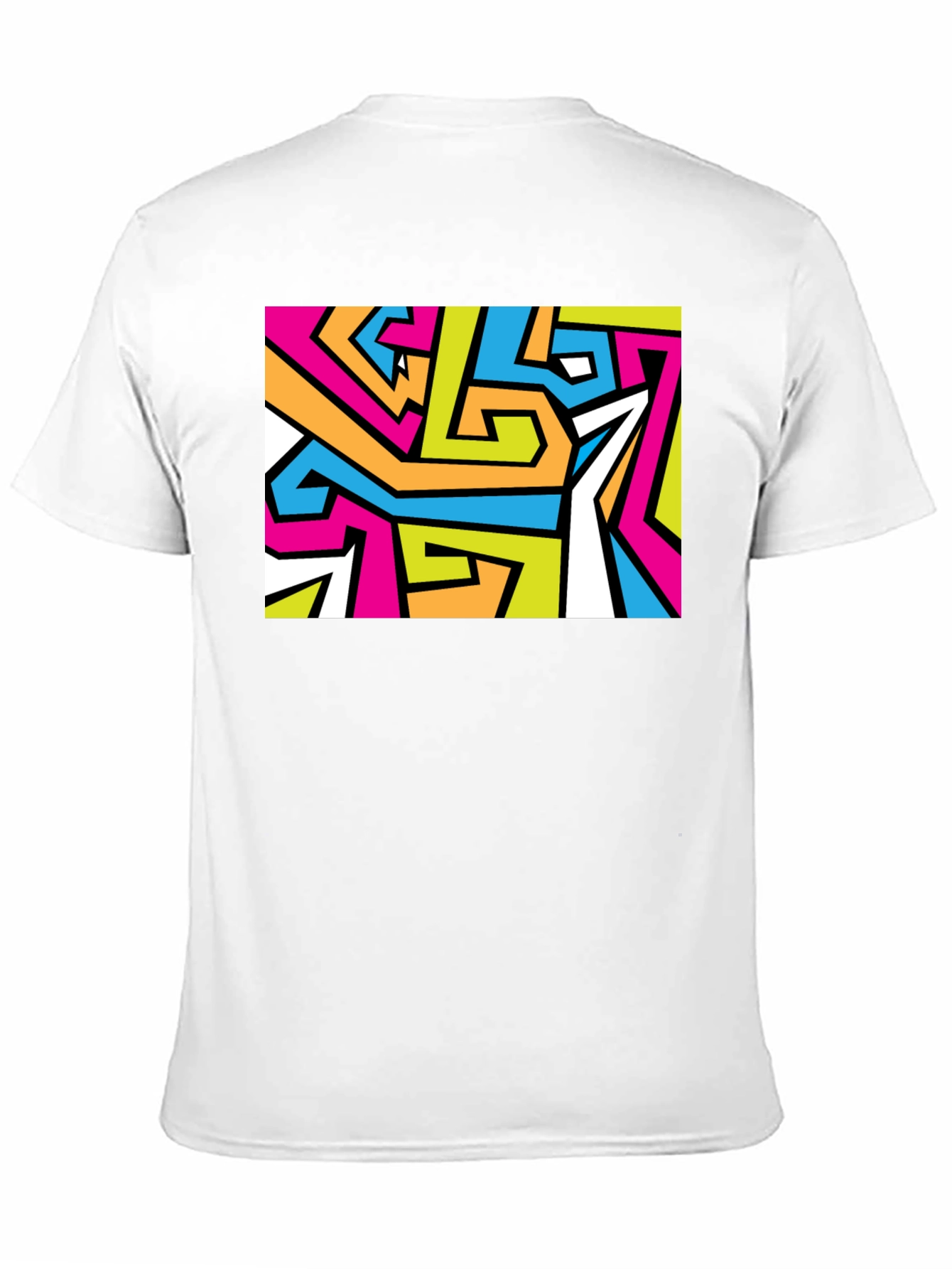 Abstract Geometric Print Black T-Shirt
