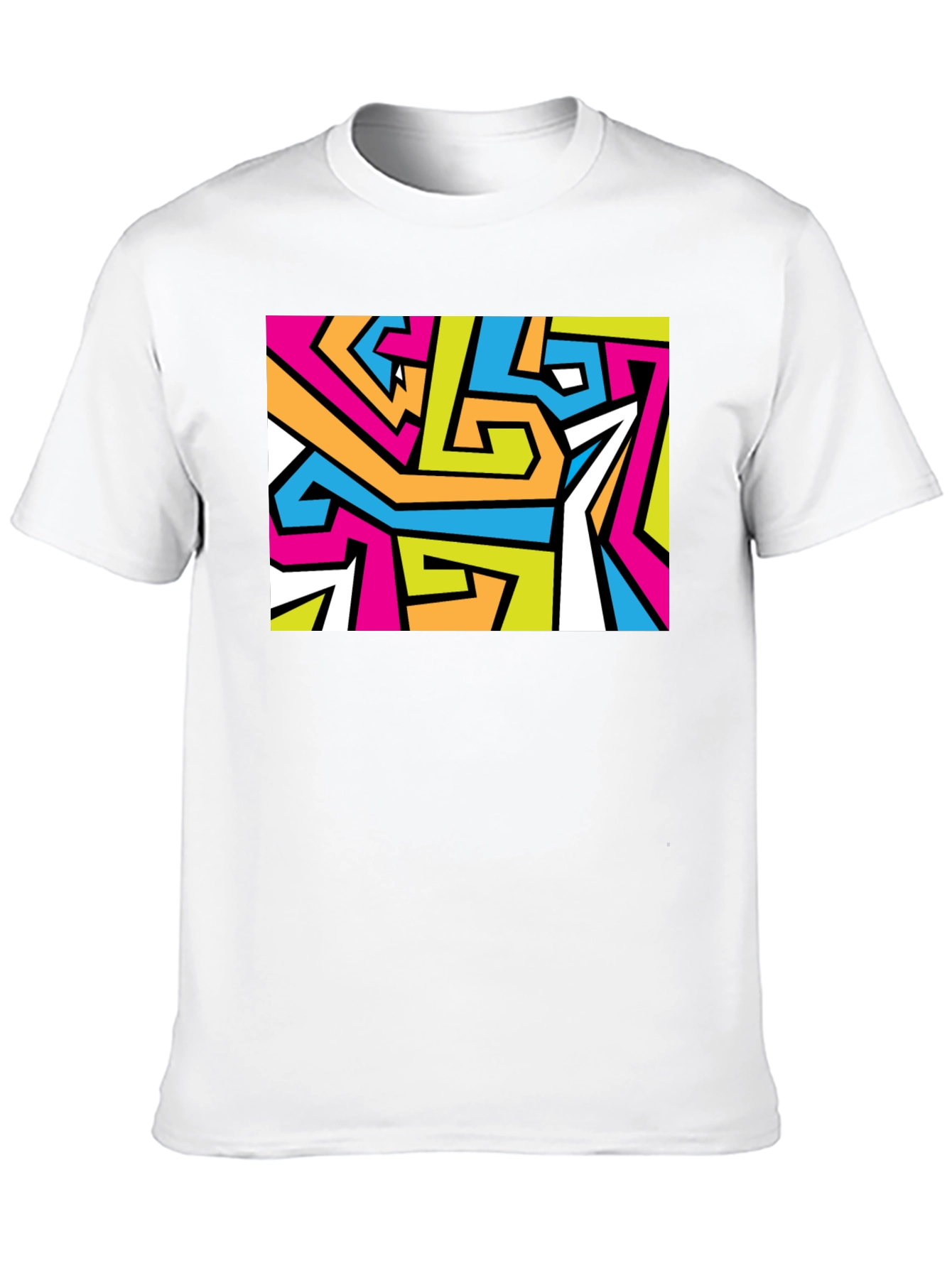 Abstract Geometric Print Black T-Shirt
