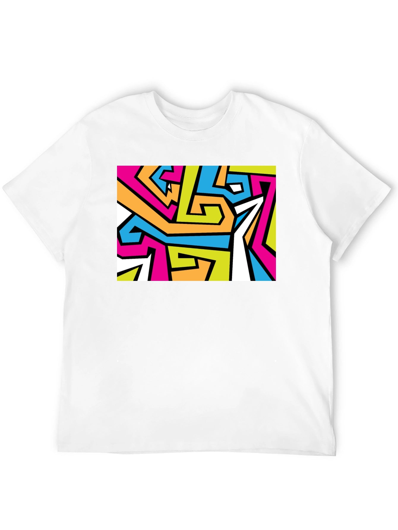 Abstract Geometric Print Black T-Shirt