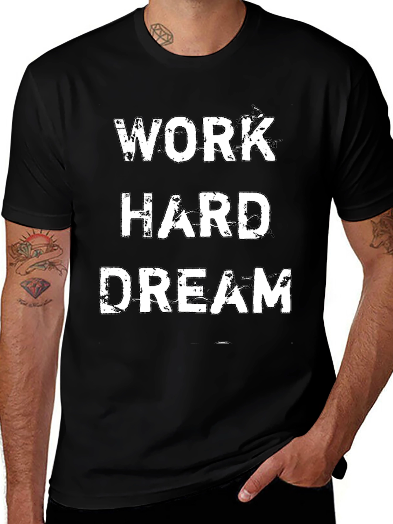 Work Hard Dream Motivational Black T-Shirt