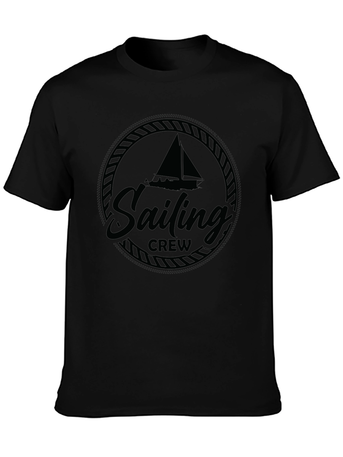 Sailing Crew Graphic T-Shirt - Black