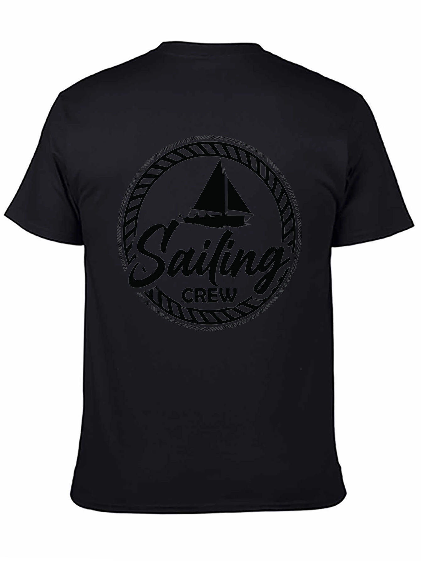 Sailing Crew Graphic T-Shirt - Black