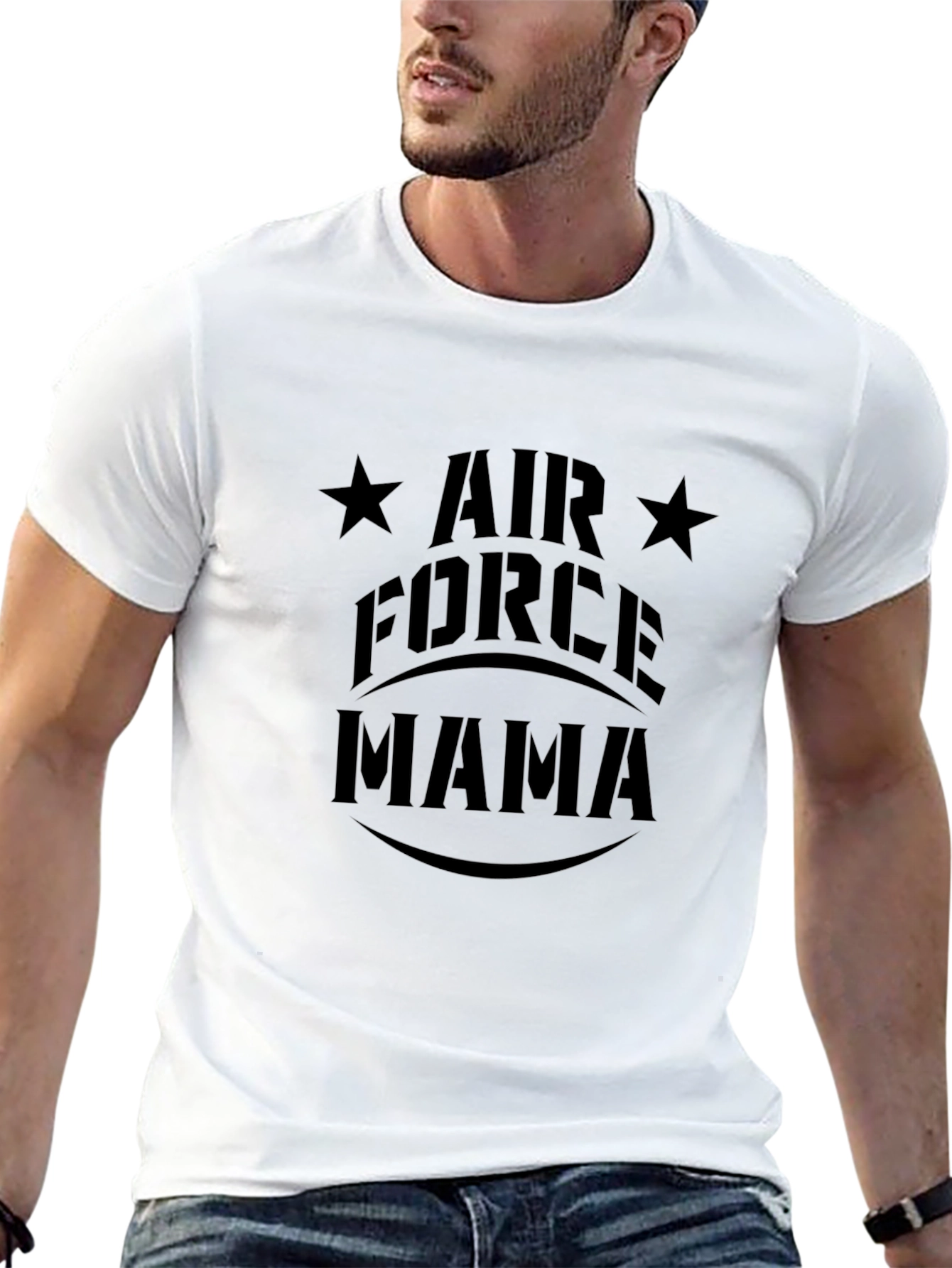 Air Force Mama Black Graphic T-Shirt