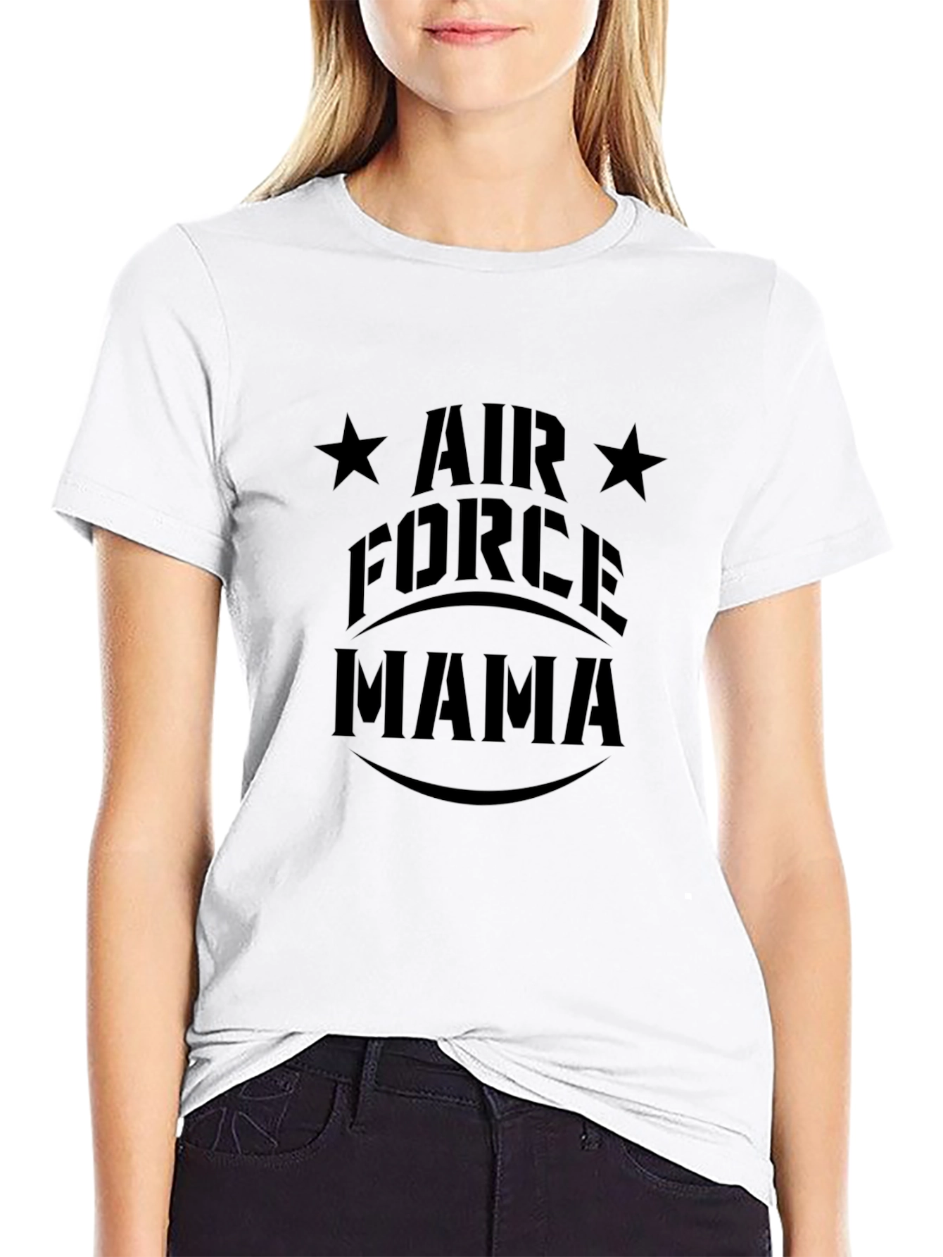 Air Force Mama Black Graphic T-Shirt
