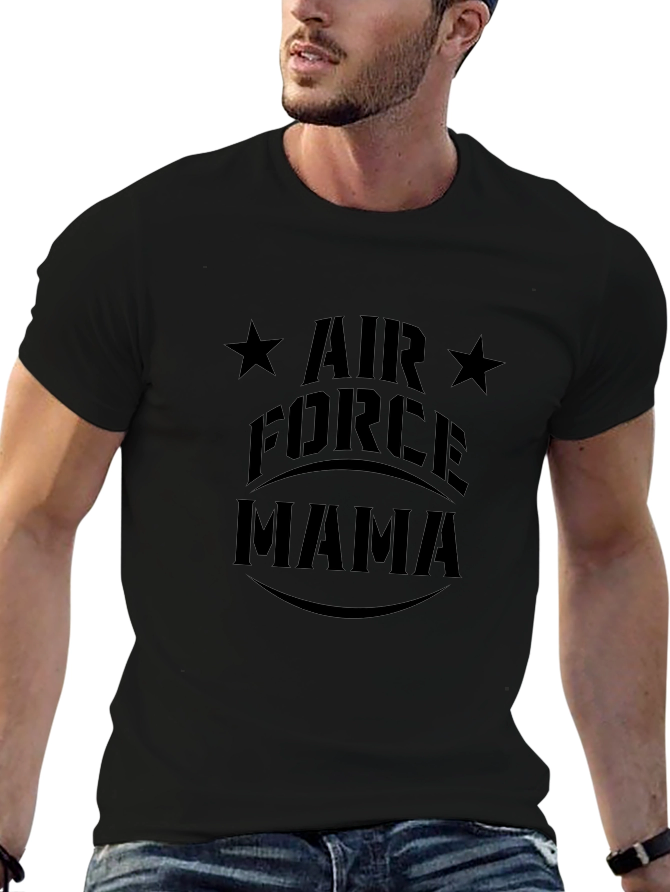 Air Force Mama Black Graphic T-Shirt