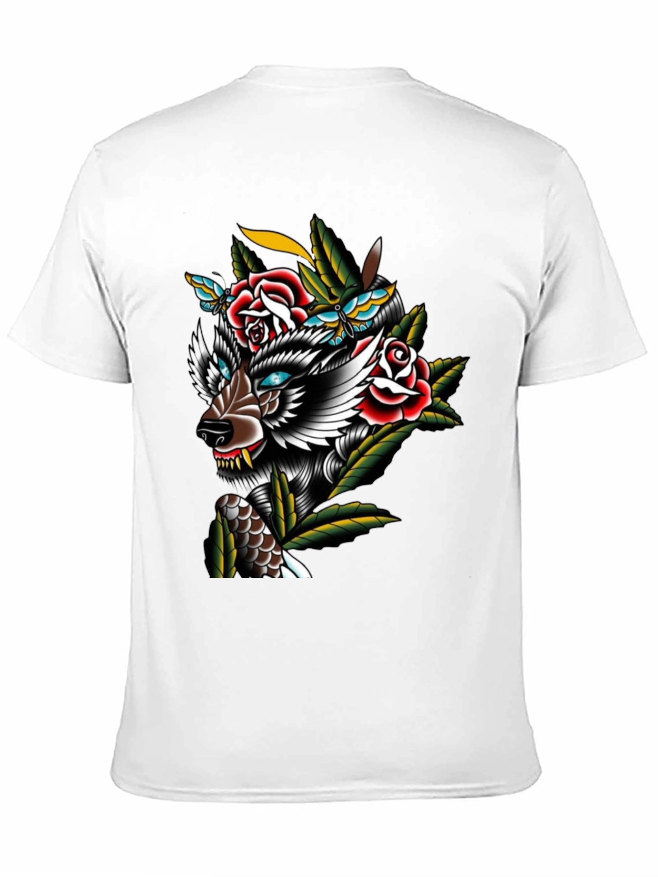 Wolf & Roses Graphic Print T-Shirt