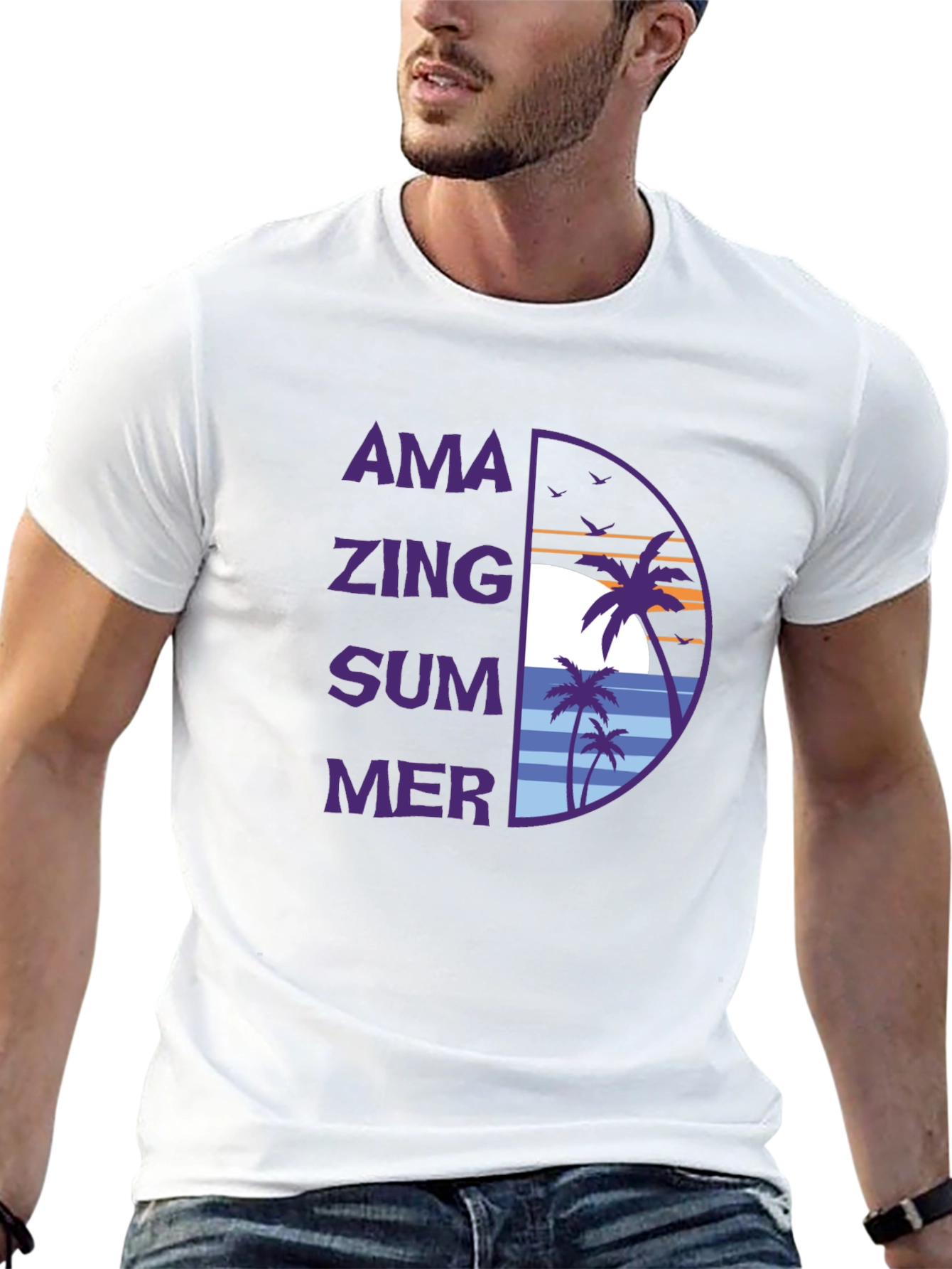 Amazing Summer Graphic T-Shirt - Tropical Beach Design
