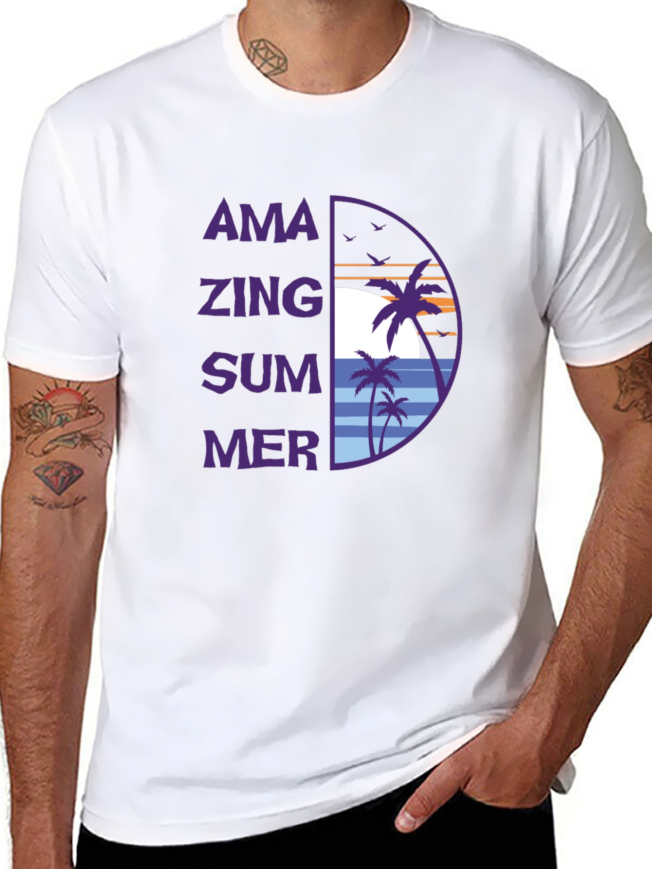Amazing Summer Graphic T-Shirt - Tropical Beach Design
