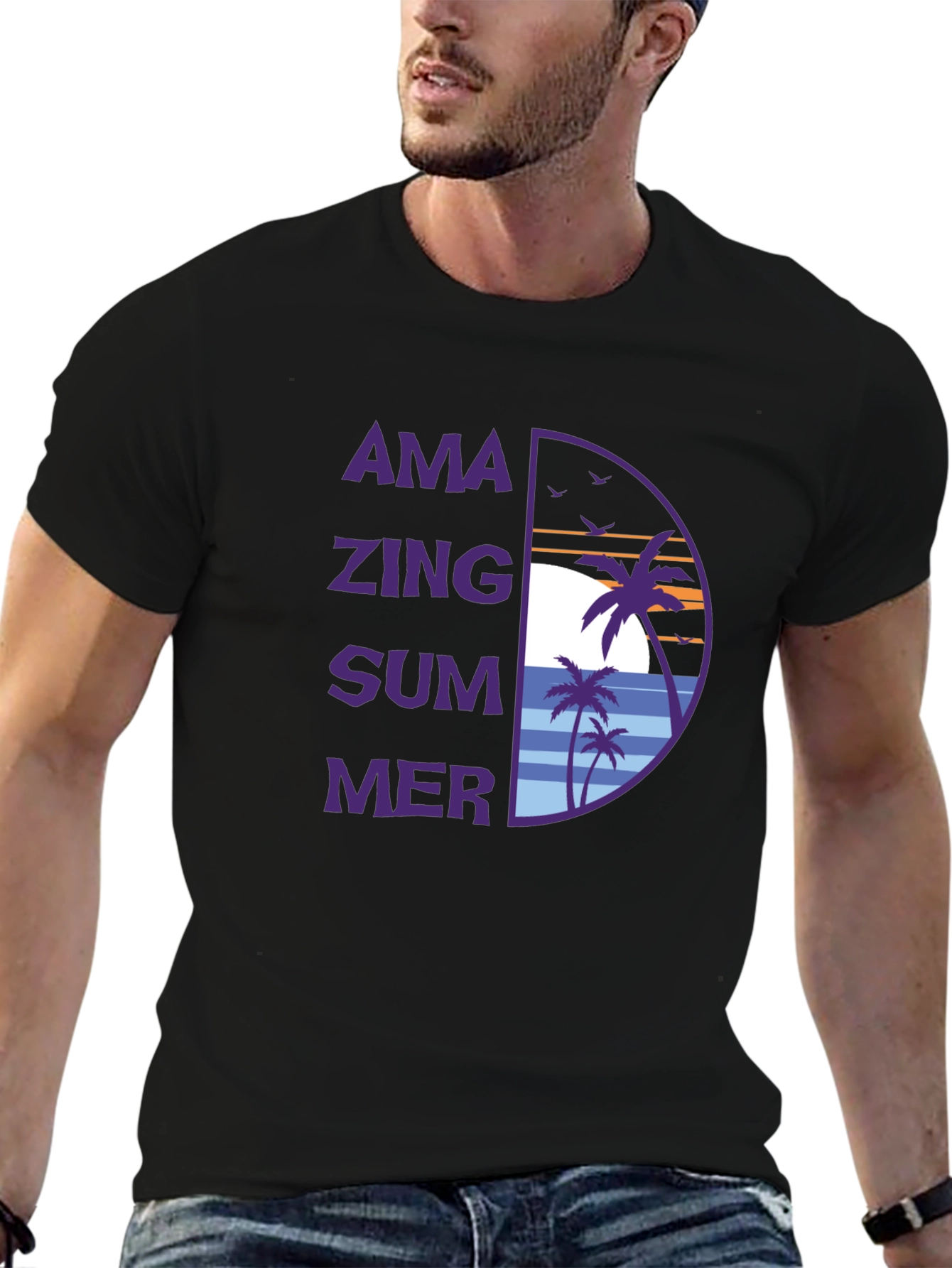Amazing Summer Graphic T-Shirt - Tropical Beach Design