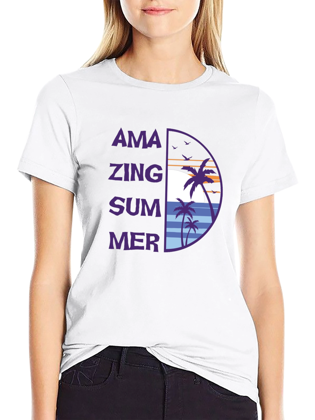 Amazing Summer Graphic T-Shirt - Tropical Beach Design