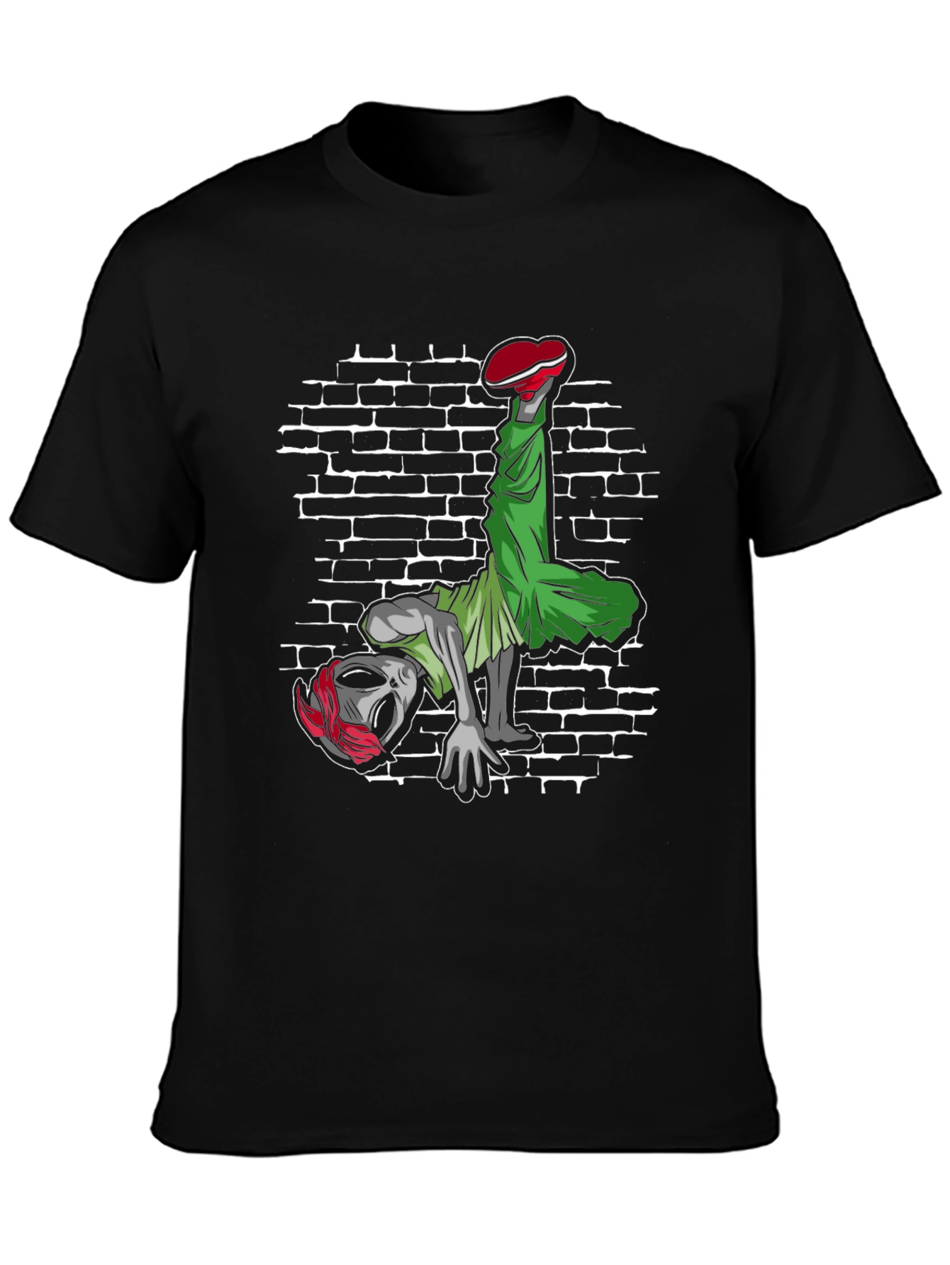Alien Breakdancer Graphic Tee - Black