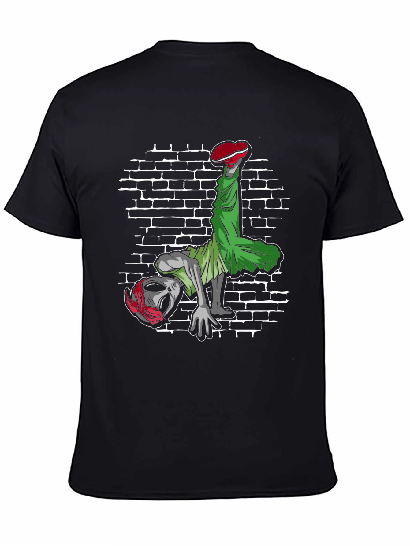 Alien Breakdancer Graphic Tee - Black