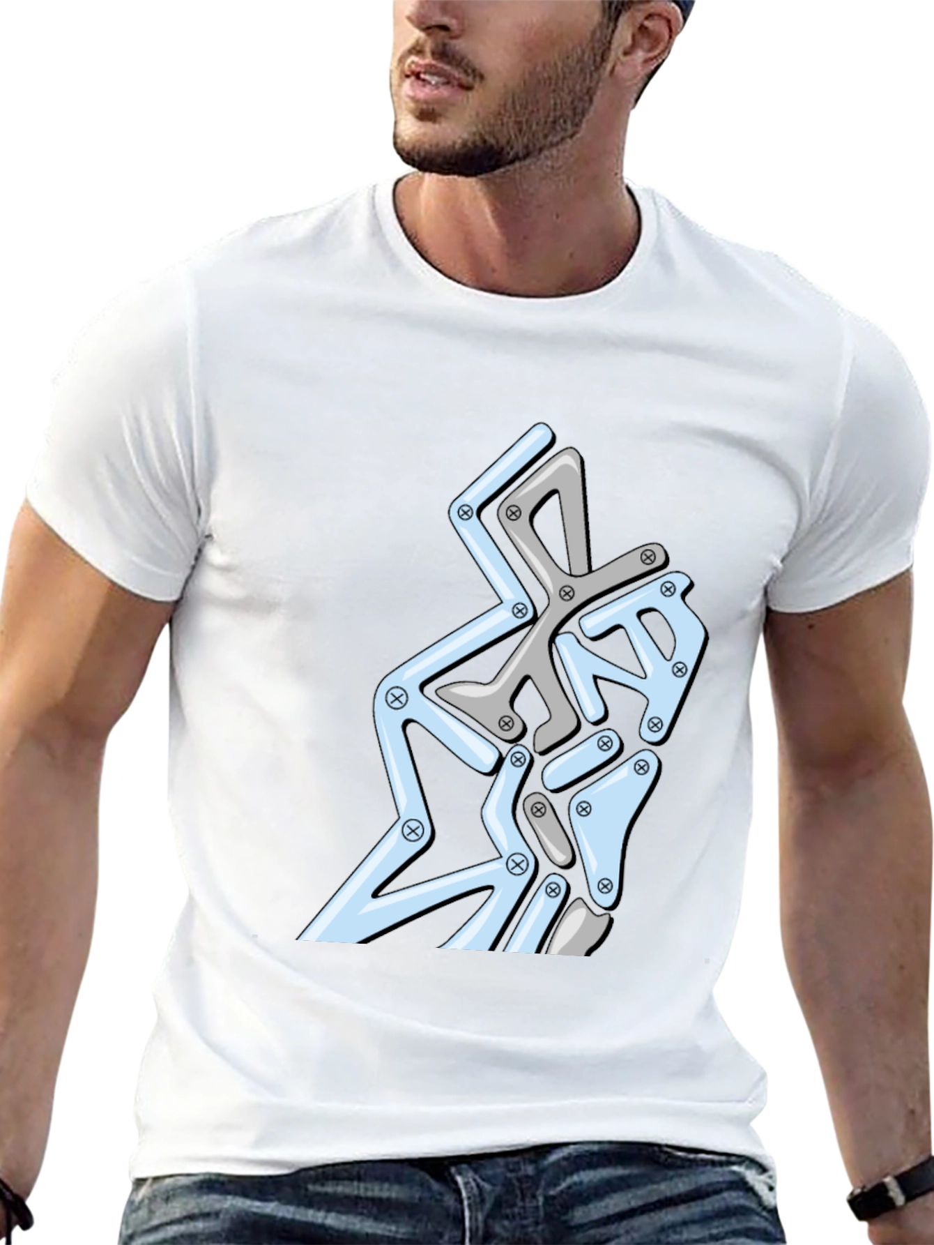 Abstract Geometric Graphic Print Tee - Modern Design