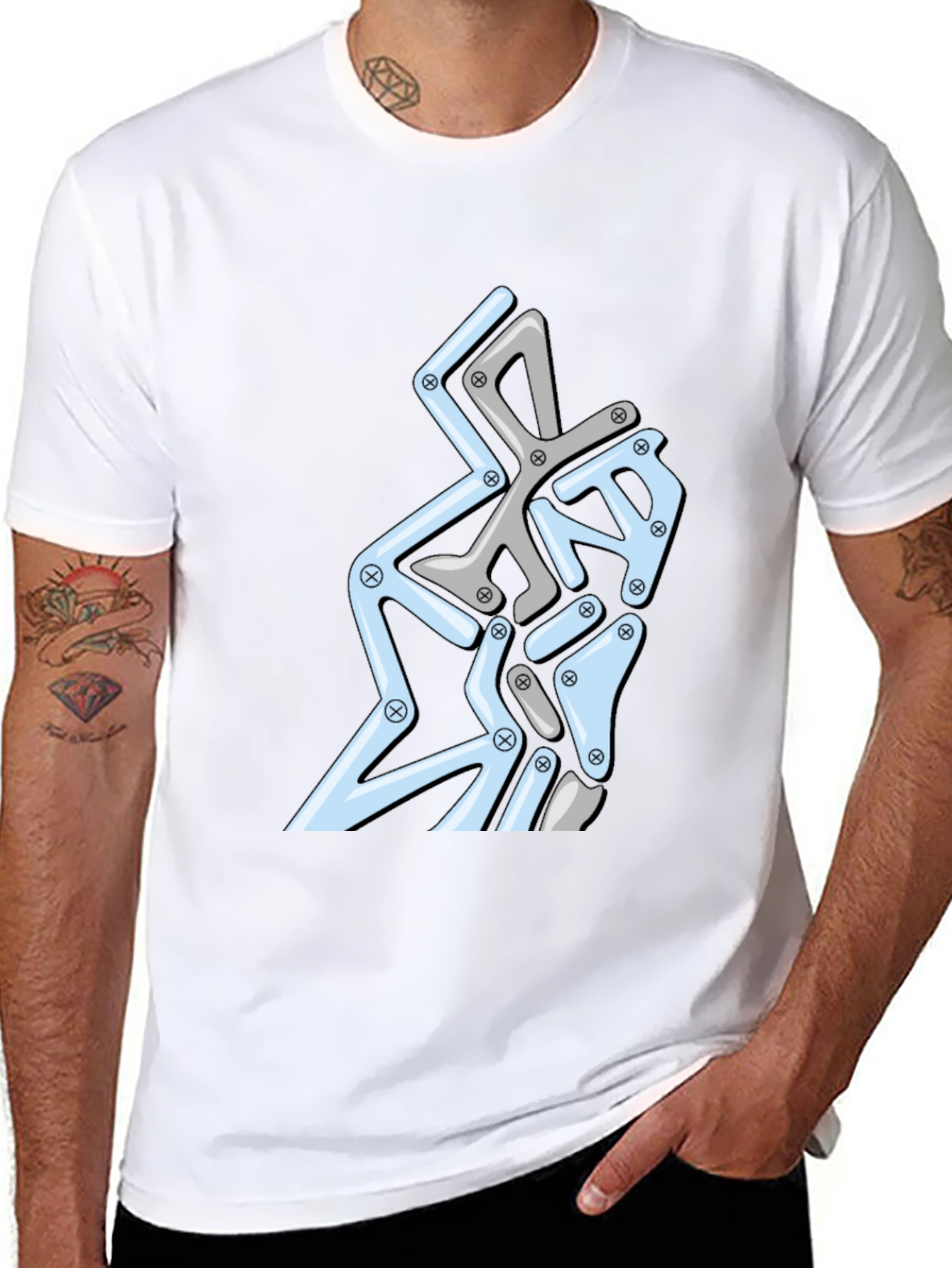 Abstract Geometric Graphic Print Tee - Modern Design