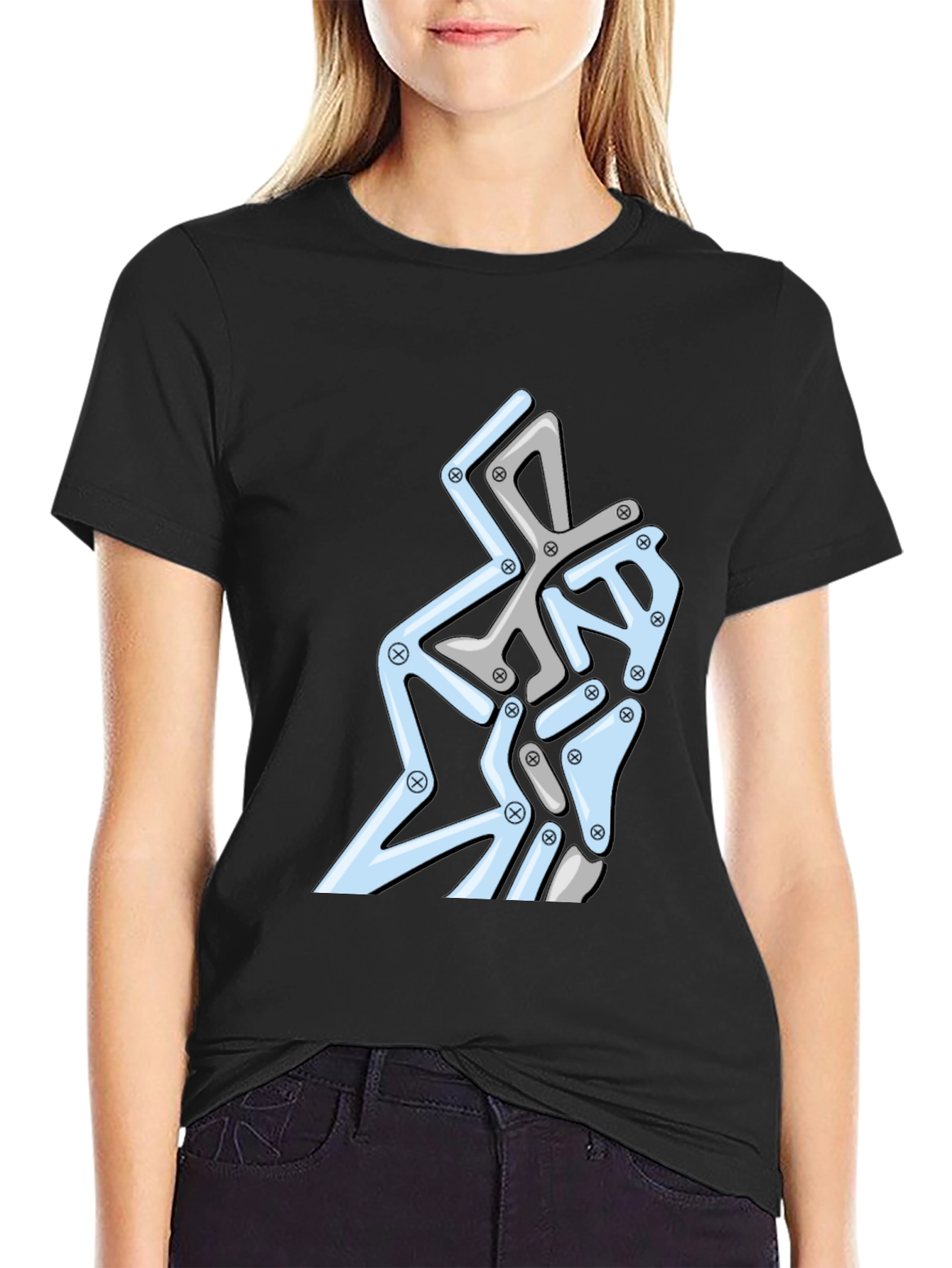 Abstract Geometric Graphic Print Tee - Modern Design