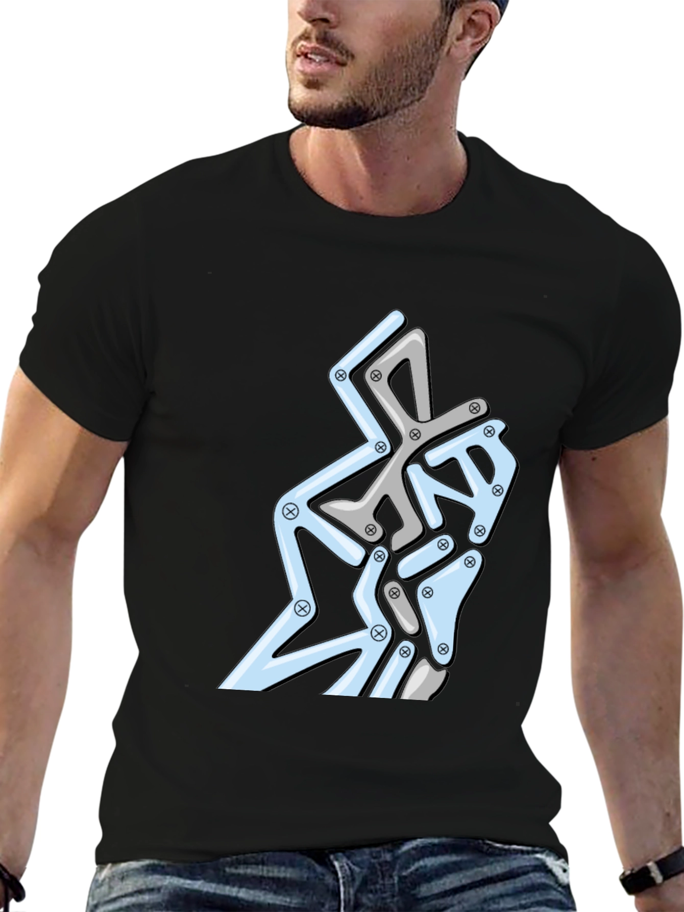 Abstract Geometric Graphic Print Tee - Modern Design