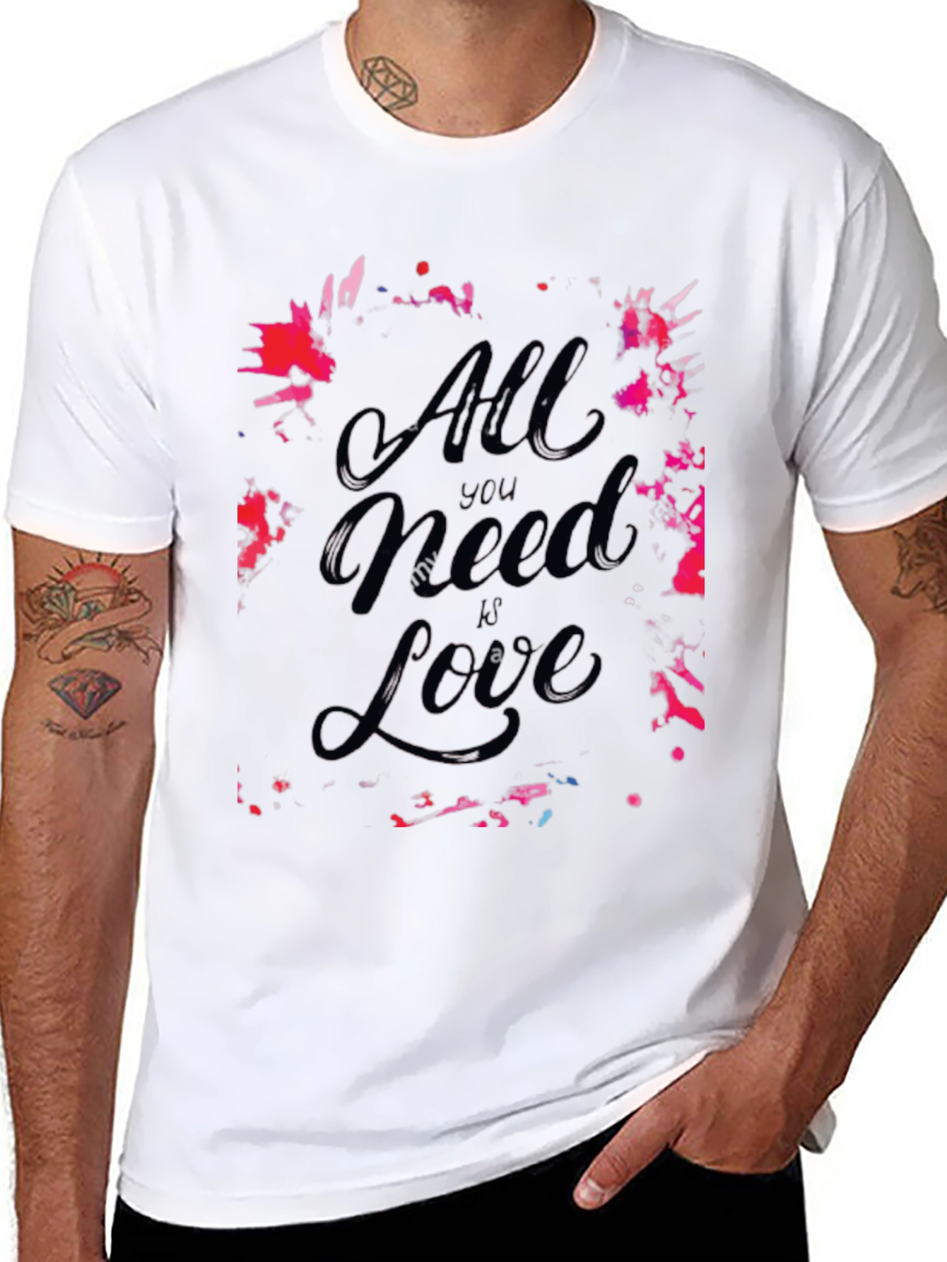 All You Need Is Love Graphic Print Black Tee
