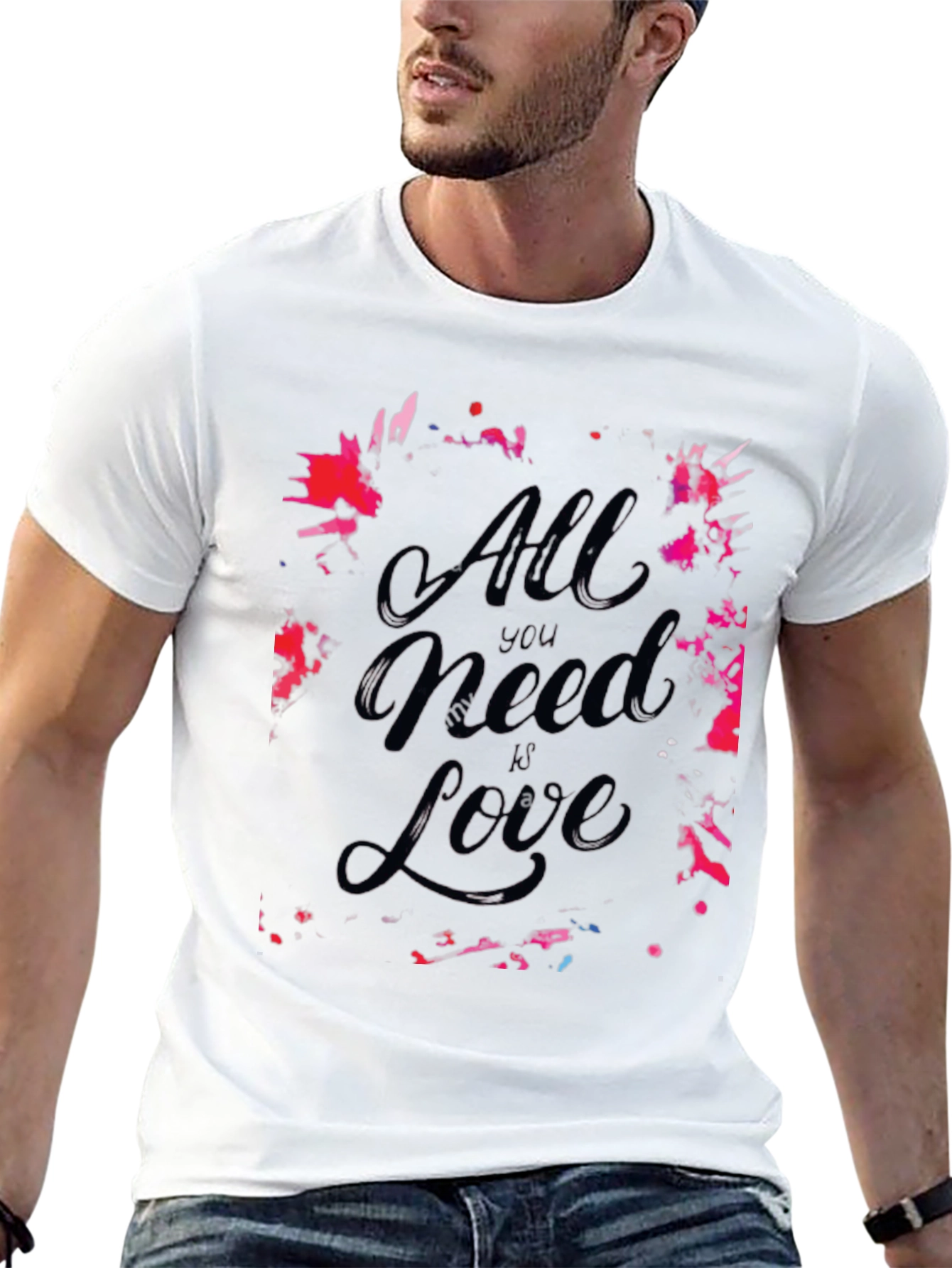 All You Need Is Love Graphic Print Black Tee