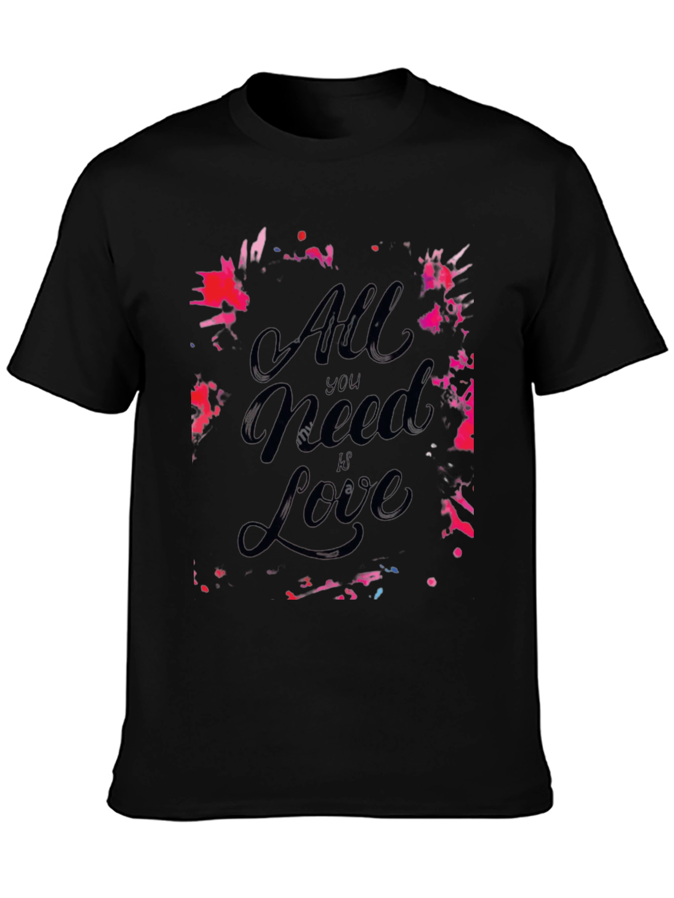 All You Need Is Love Graphic Print Black Tee