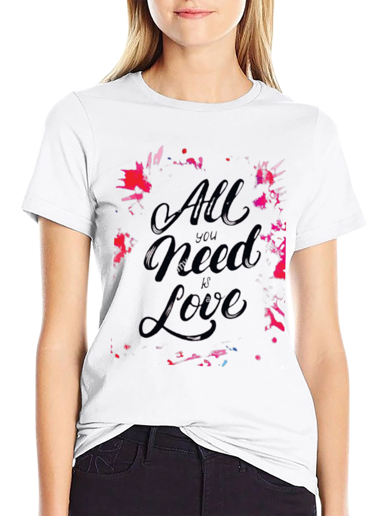 All You Need Is Love Graphic Print Black Tee