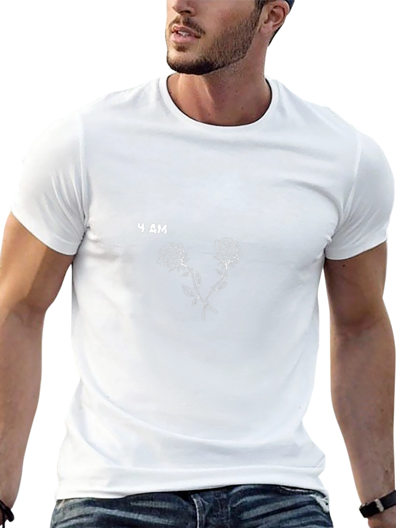 4 AM Roses Graphic Print Black T-Shirt