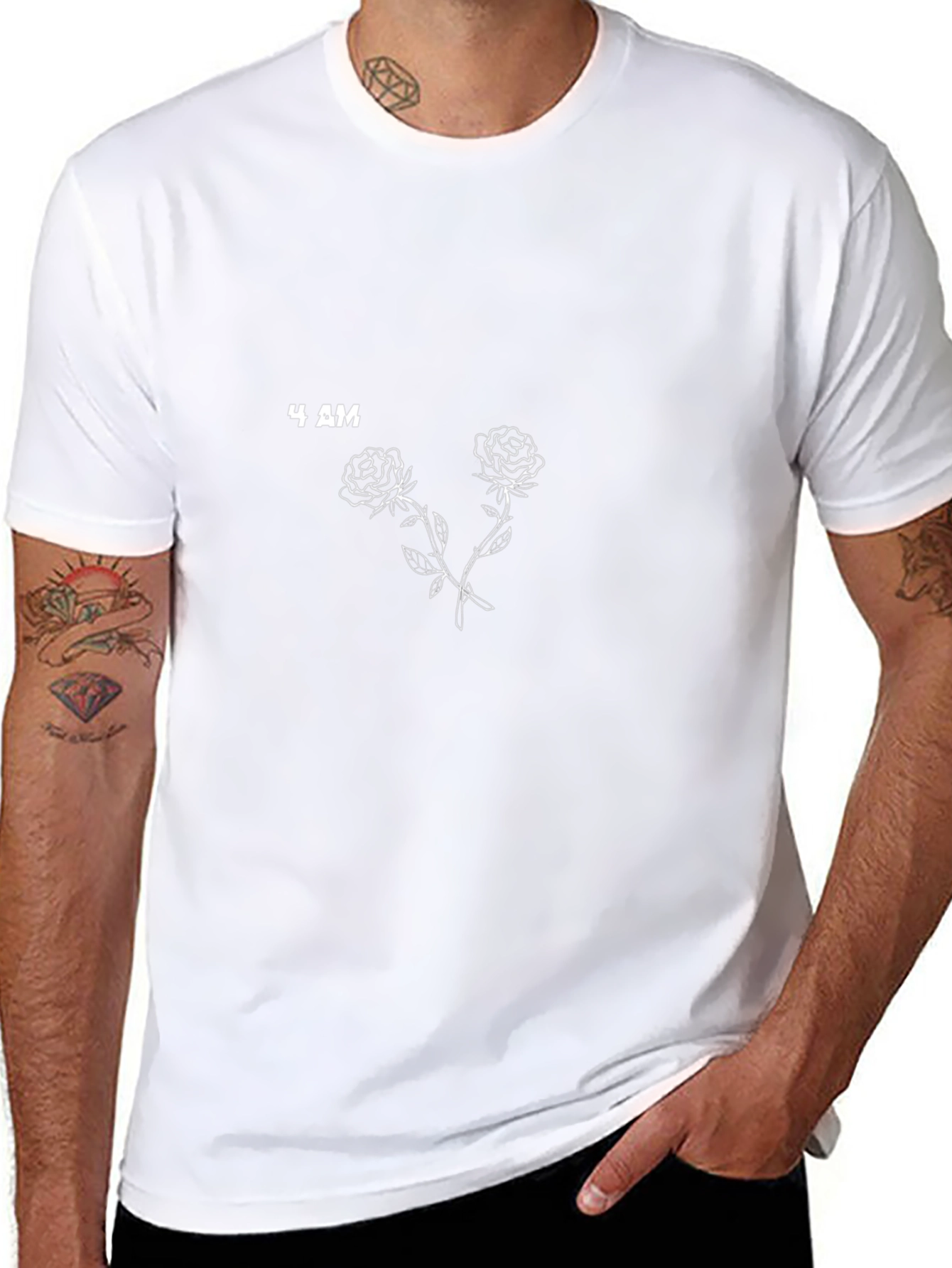 4 AM Roses Graphic Print Black T-Shirt