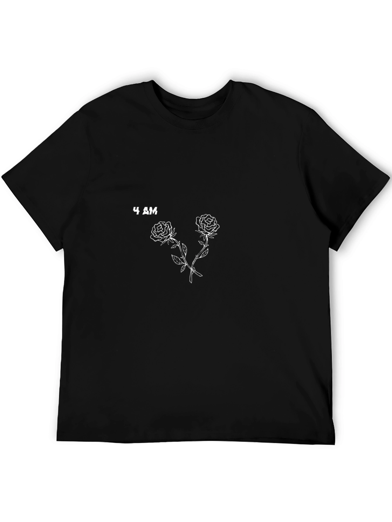 4 AM Roses Graphic Print Black T-Shirt