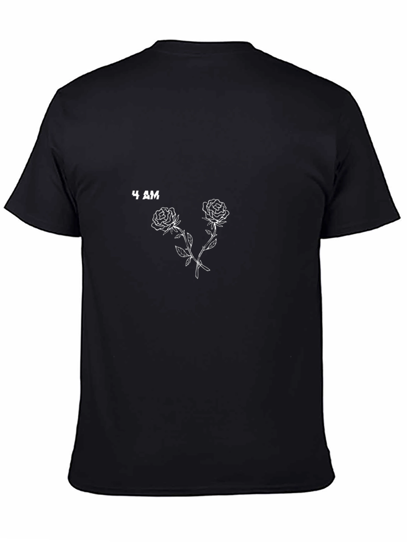 4 AM Roses Graphic Print Black T-Shirt