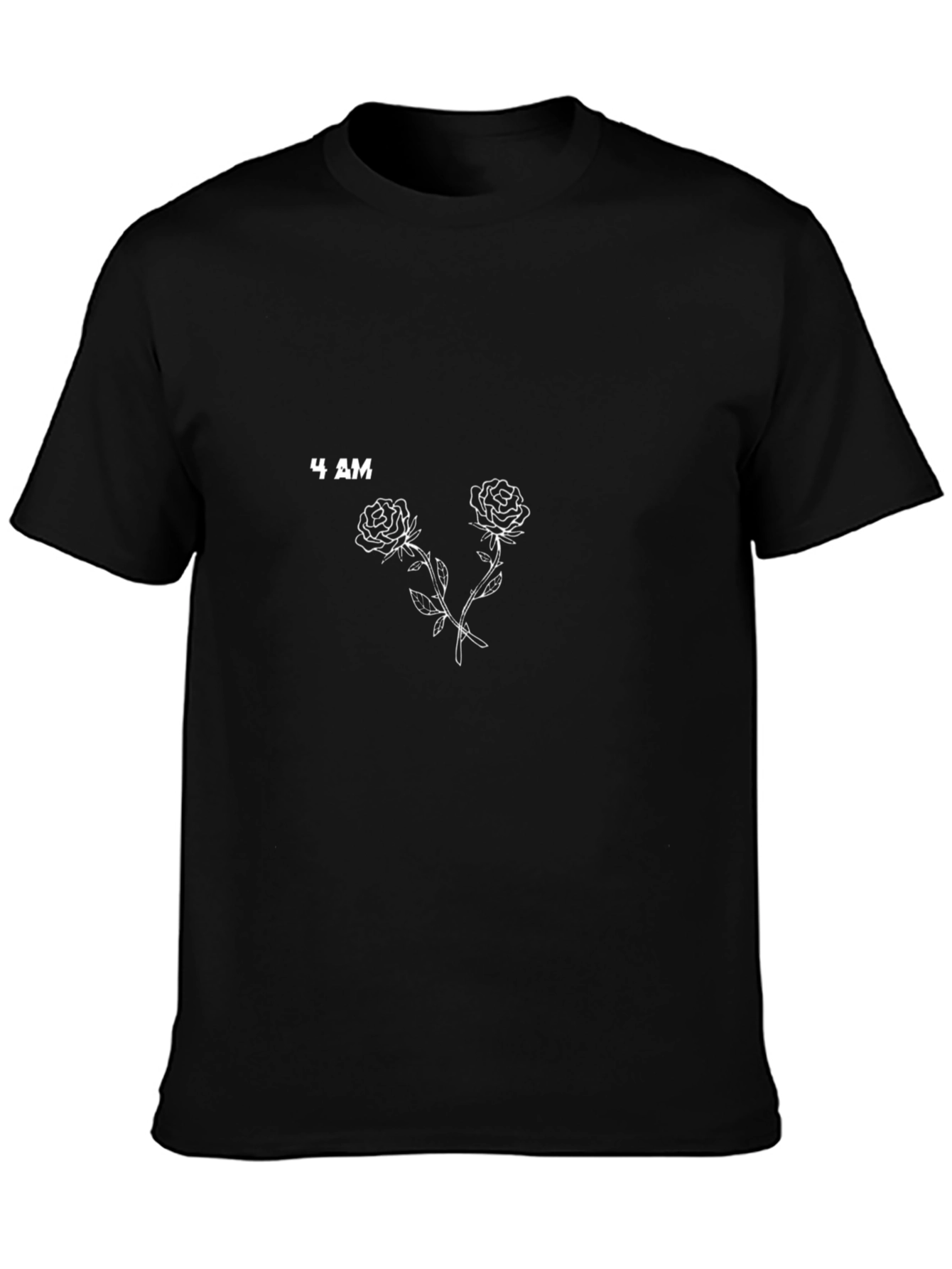 4 AM Roses Graphic Print Black T-Shirt