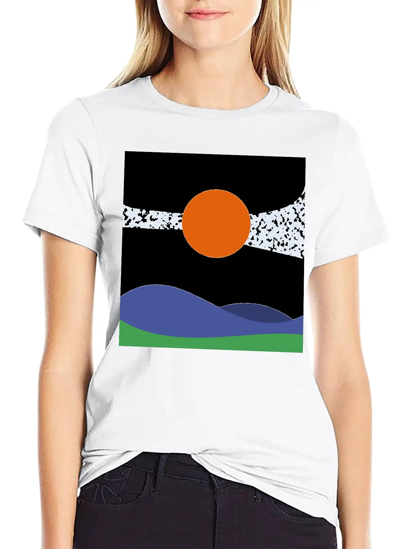 Abstract Landscape, Wall Art, Art Gift, Mountains Casual Graphic T-Shirt – Simple And Comfortable Daily Wear