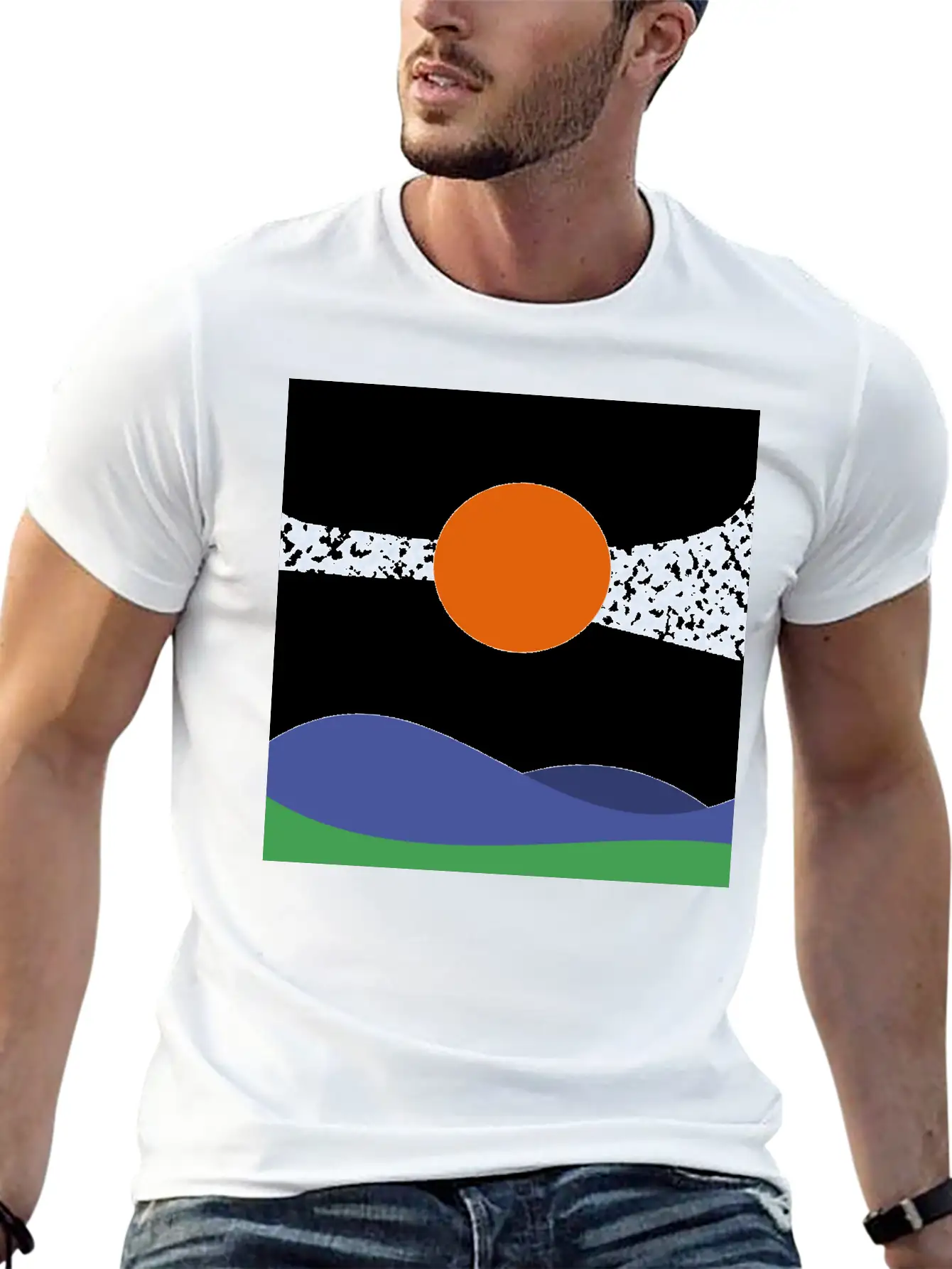 Abstract Landscape, Wall Art, Art Gift, Mountains Casual Graphic T-Shirt – Simple And Comfortable Daily Wear
