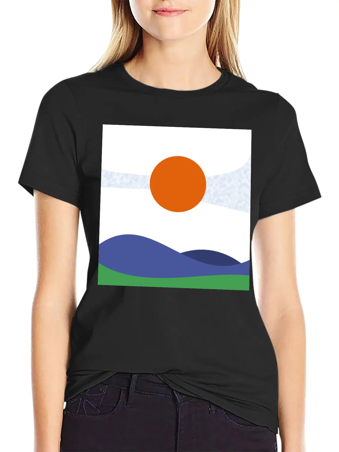 Abstract Landscape, Wall Art, Art Gift, Mountains Casual Graphic T-Shirt – Simple And Comfortable Daily Wear